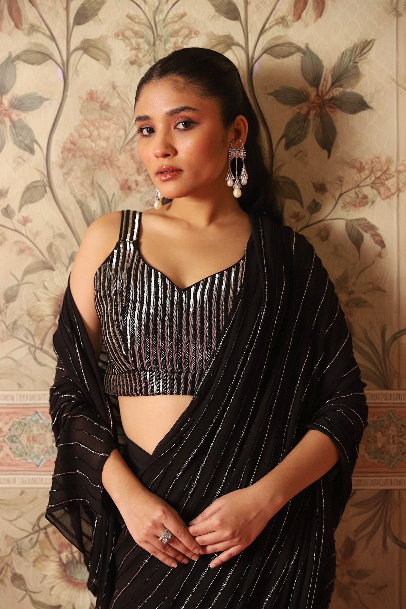 Amala Black Blouse & Saree