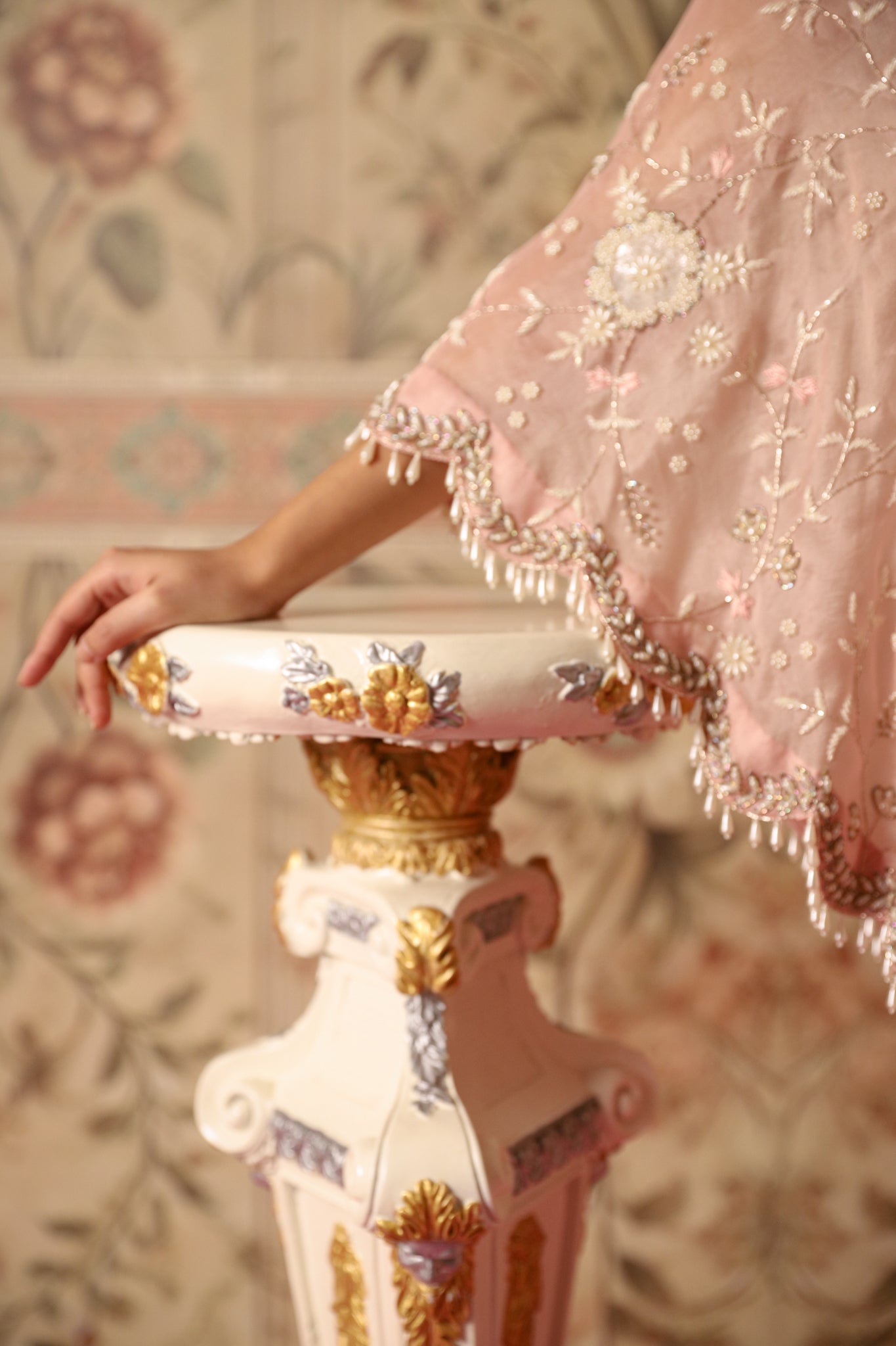 Aurelle Old Rose Pink One-Shoulder Cape & Flared Palazzos