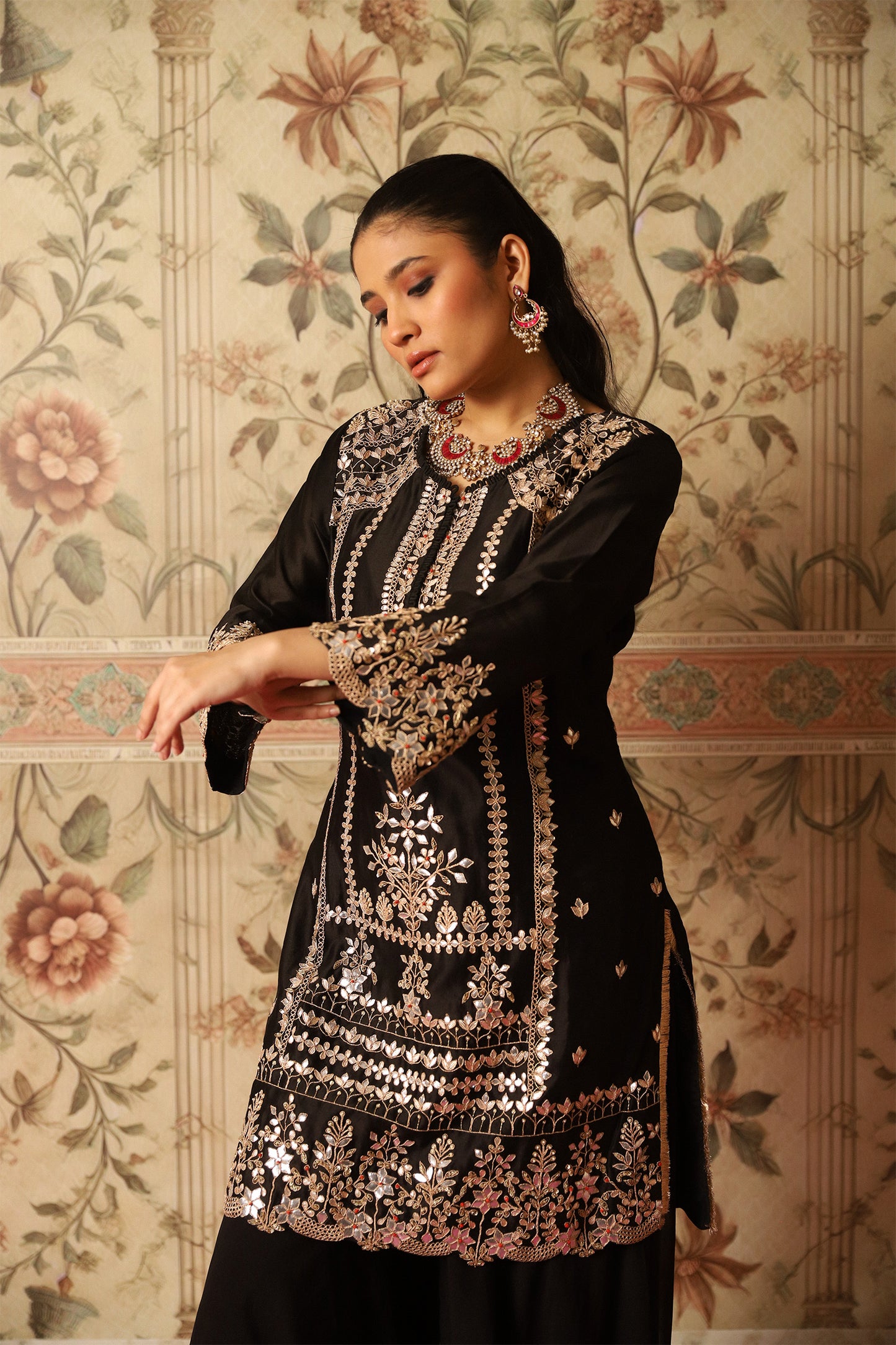 Mehvish Black Gota Patti Kurta, Sharara Pants & Dupatta
