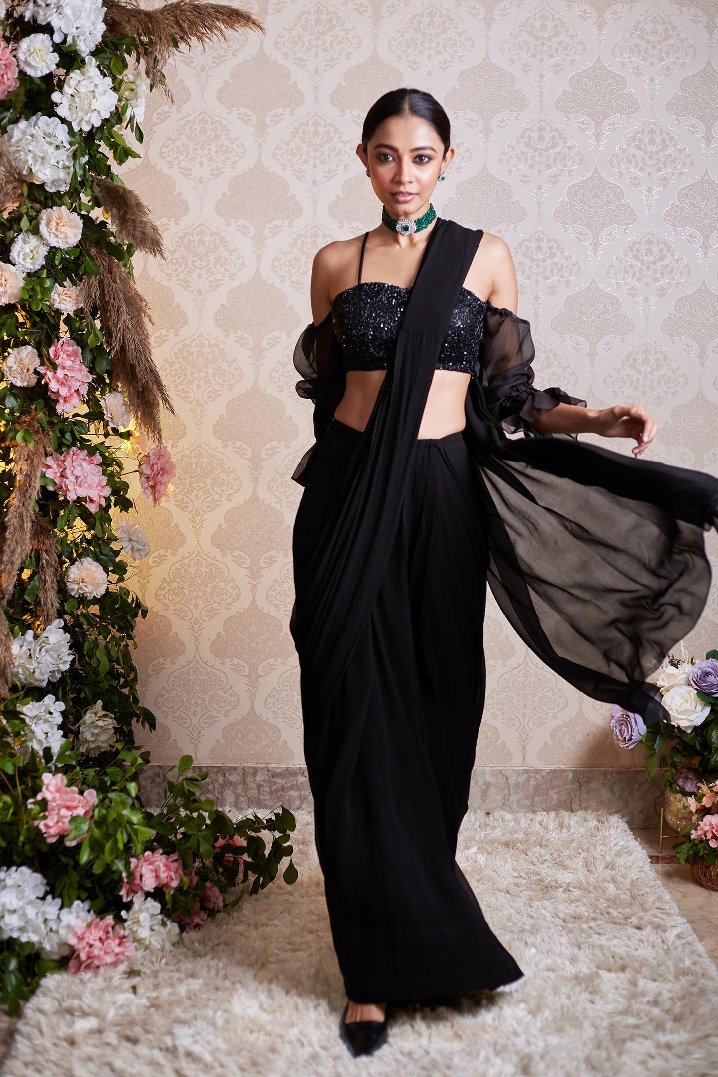 Amaia - Black Organza & Georgette Saree