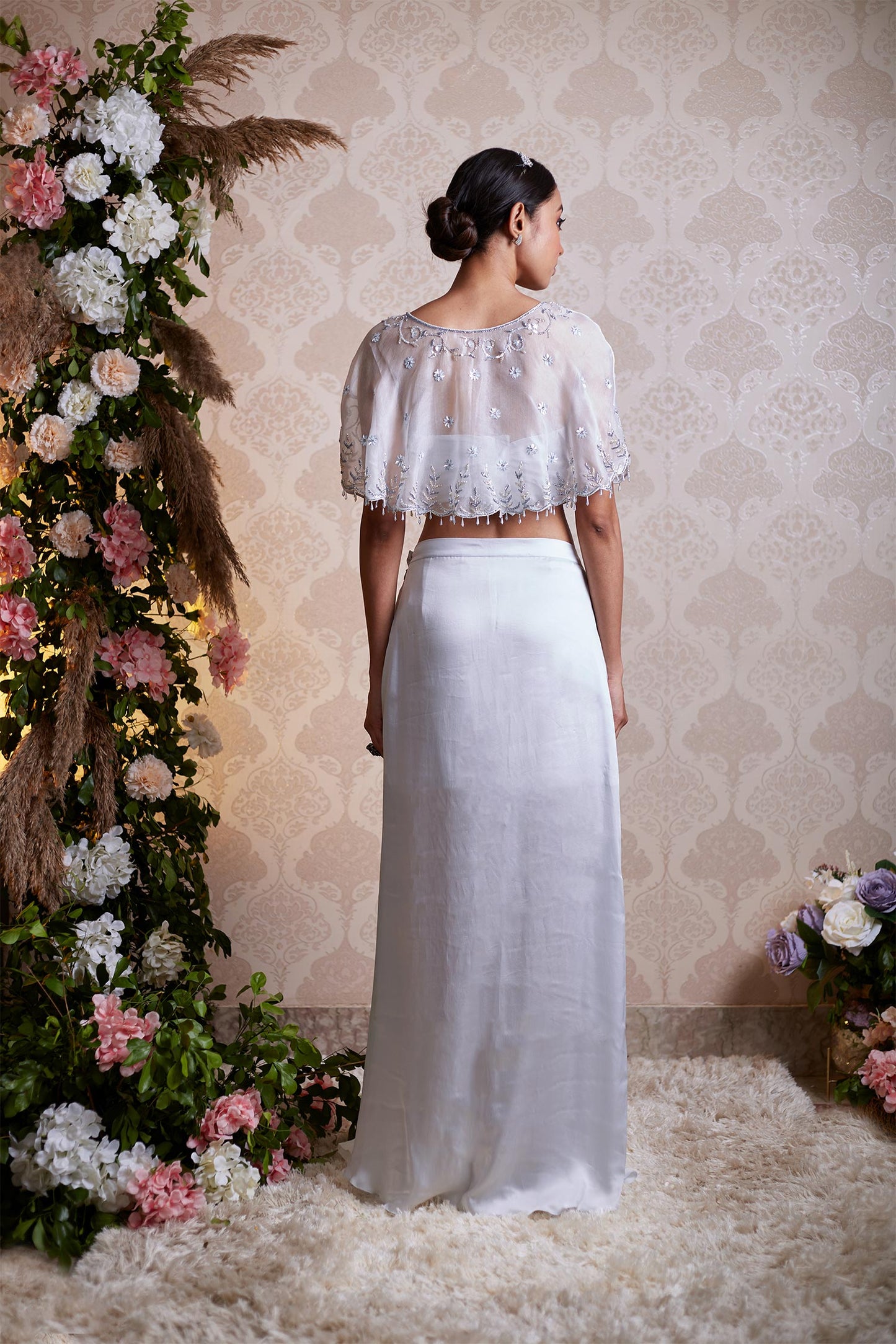 Airah - Pastel Blue Short Cape & Draped Skirt