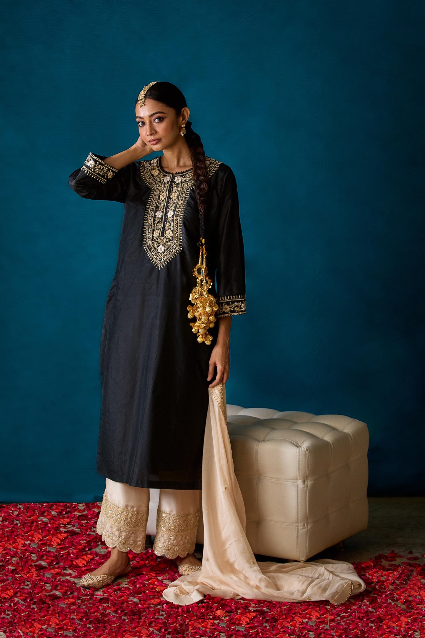 Kimaya - Black Silk Kurta & Palazzos