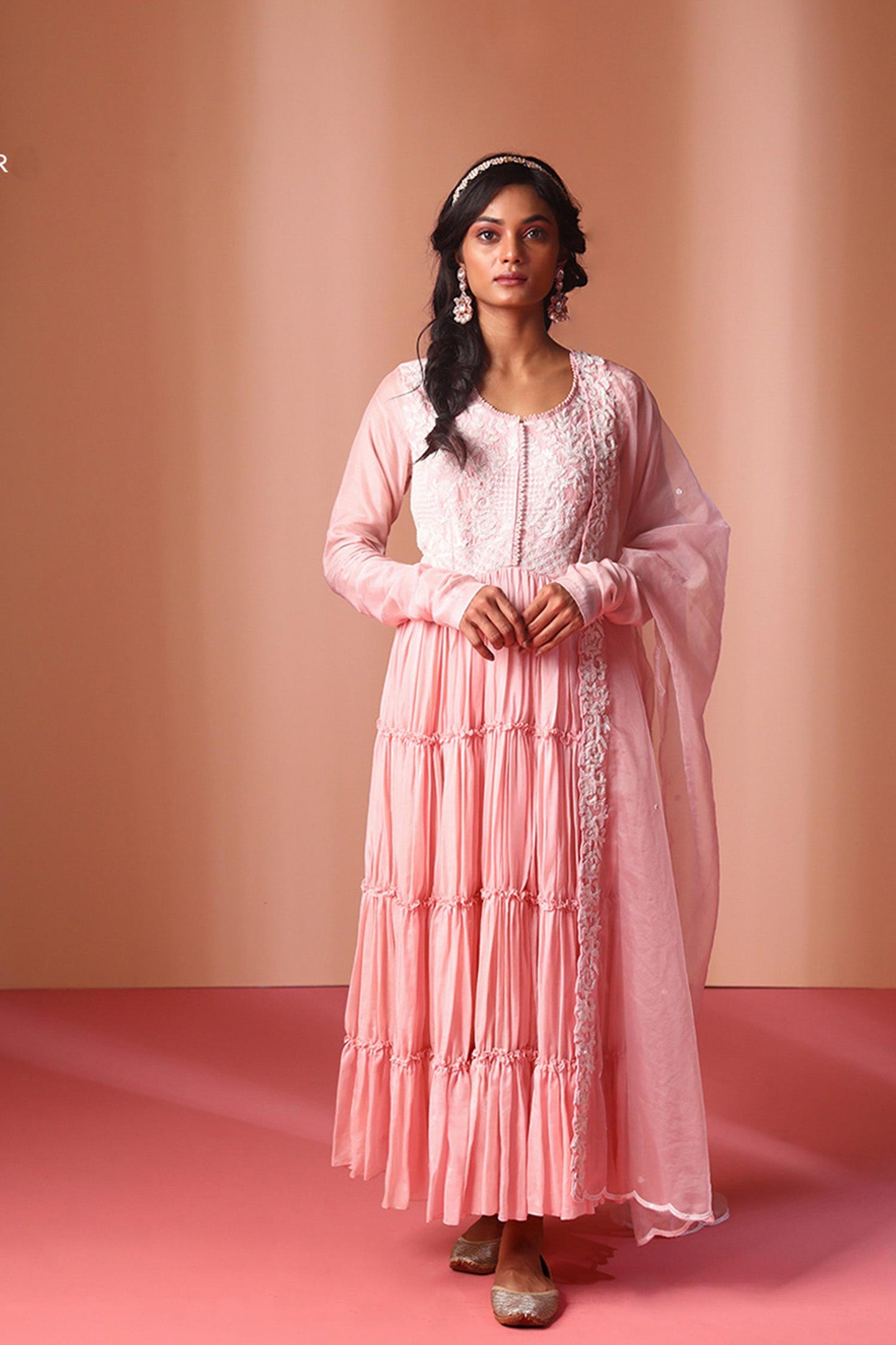 Hoor - Layered Blush Pink Anarkali
