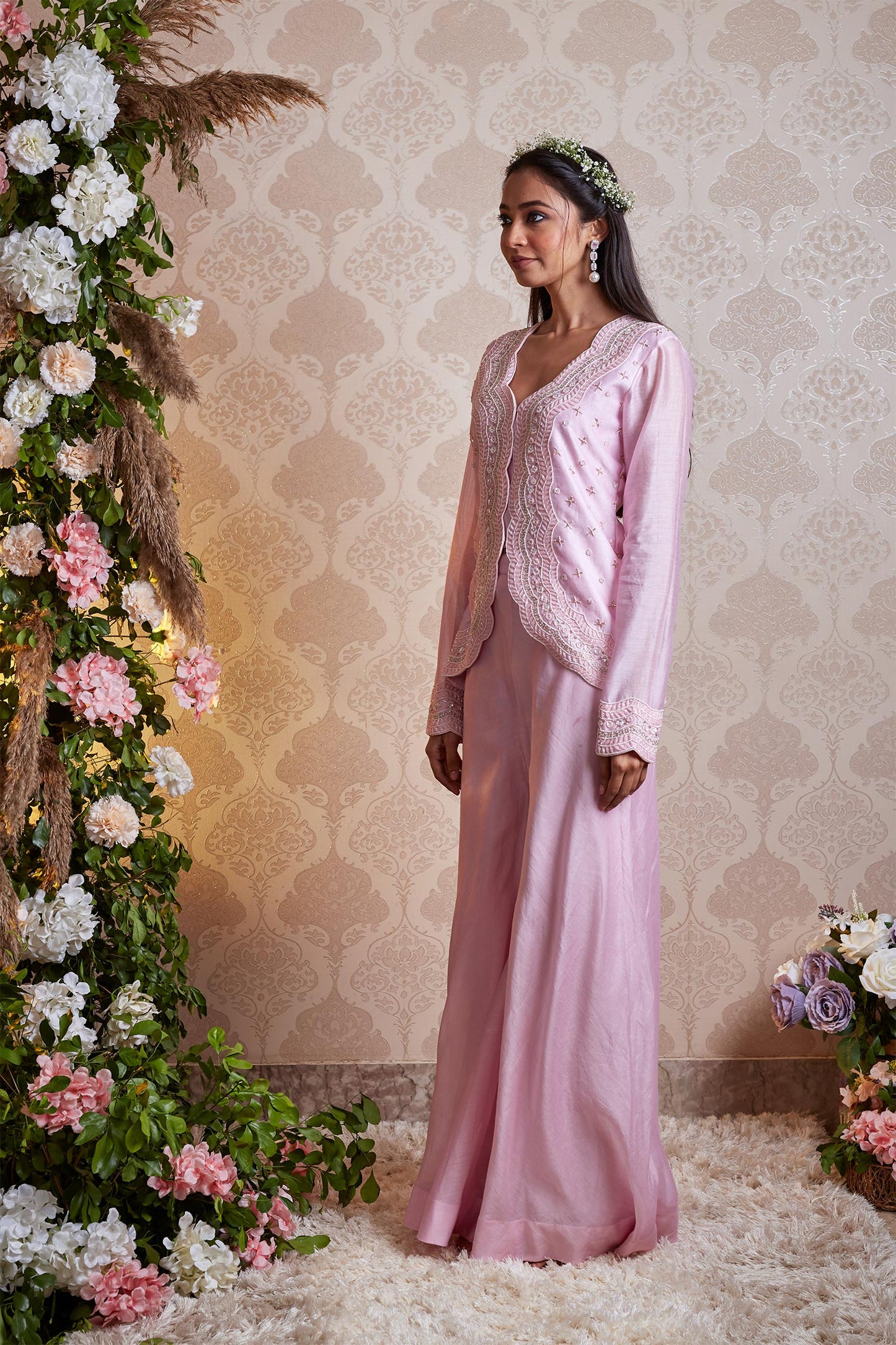 Kiana - Light Pink Silk Chanderi Top & Sharara