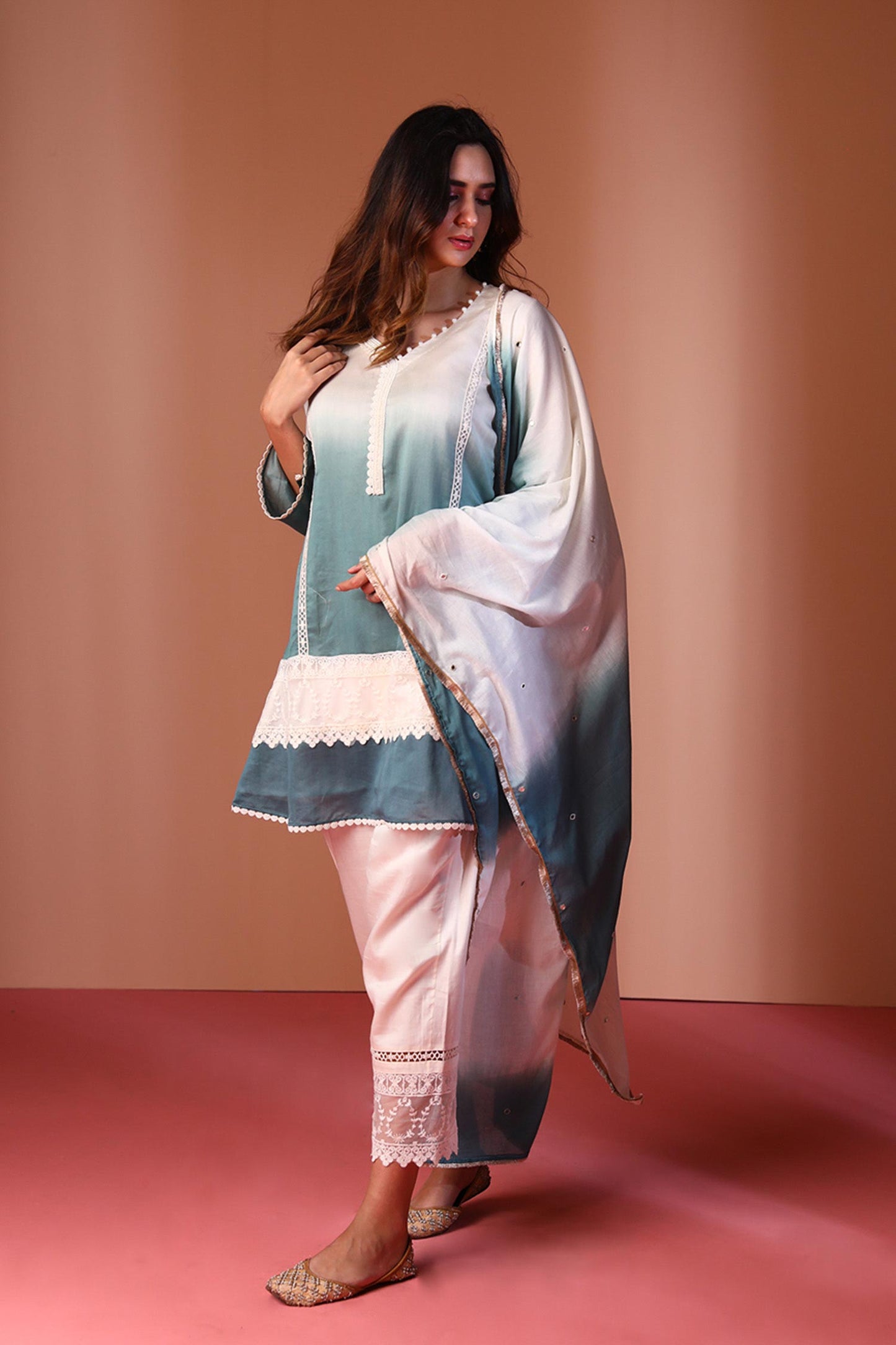 Anassa - Teal Ombre Kurta Set