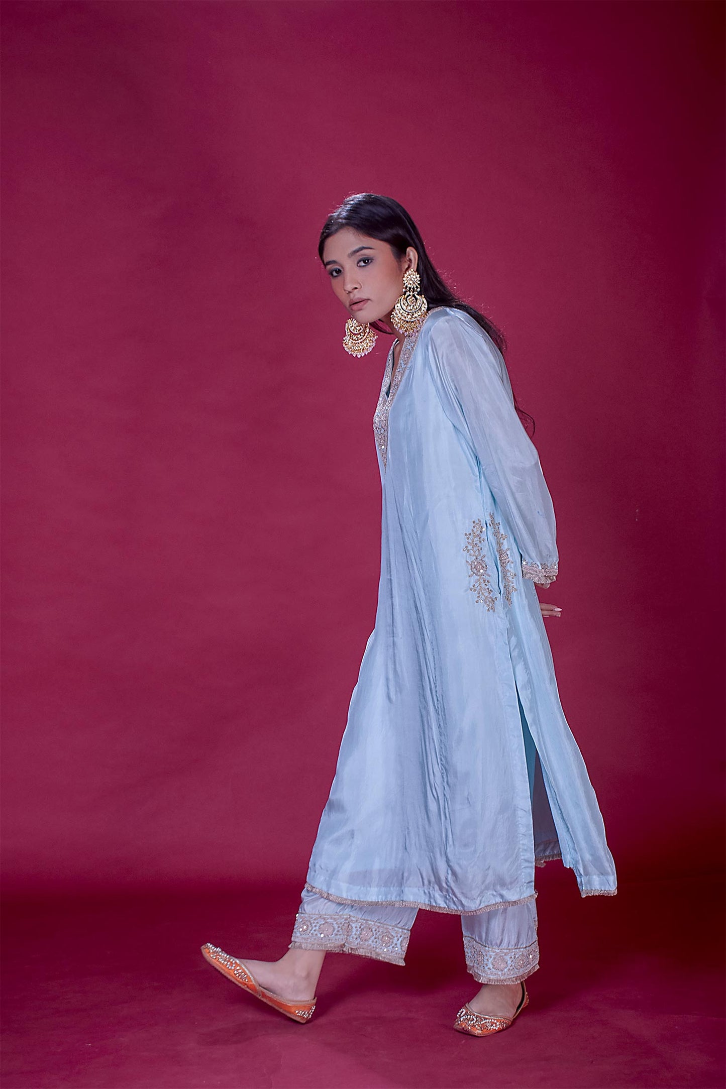 Zoya - Light Blue Kali Kurta & Palazzos