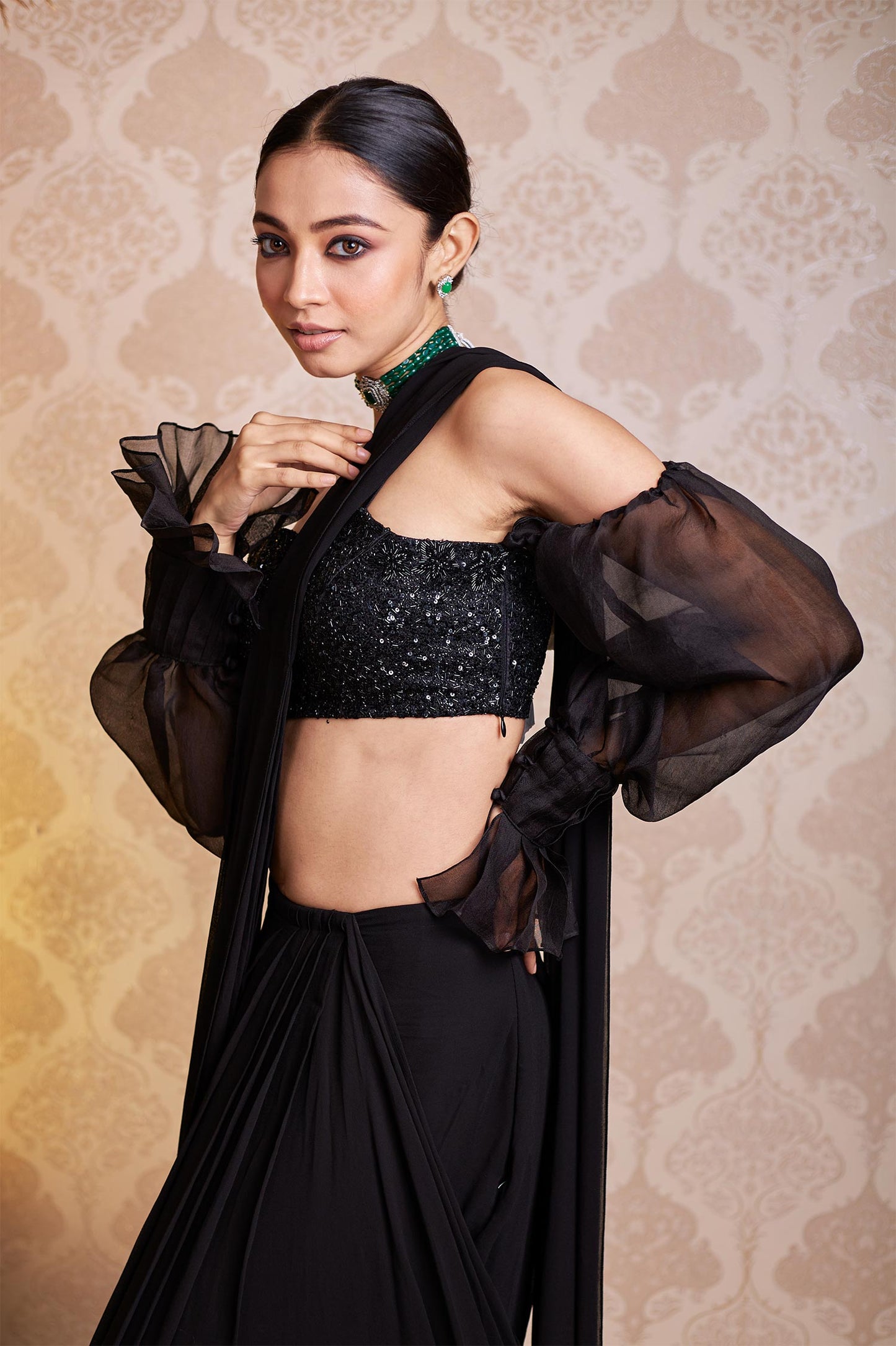 Amaia - Black Organza & Georgette Saree