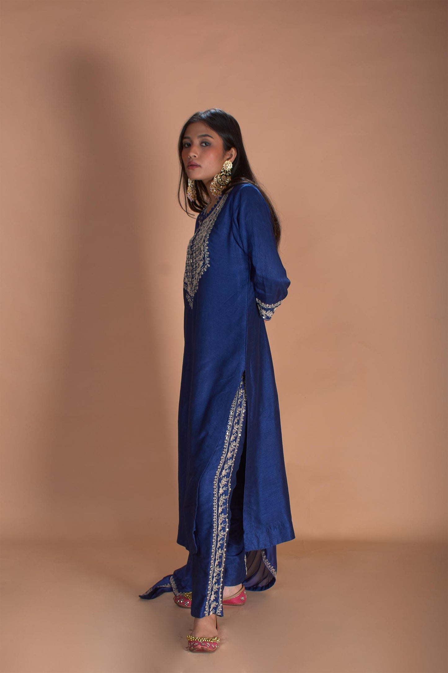 Keisha - Midnight Blue Straight Kurta & Palazzos
