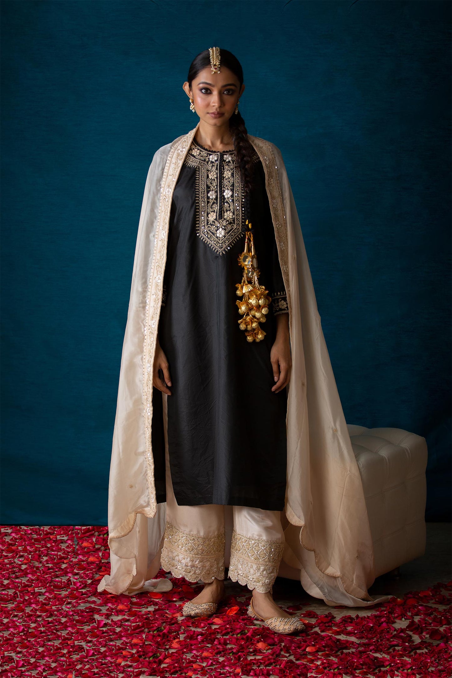 Kimaya - Black Silk Kurta & Palazzos