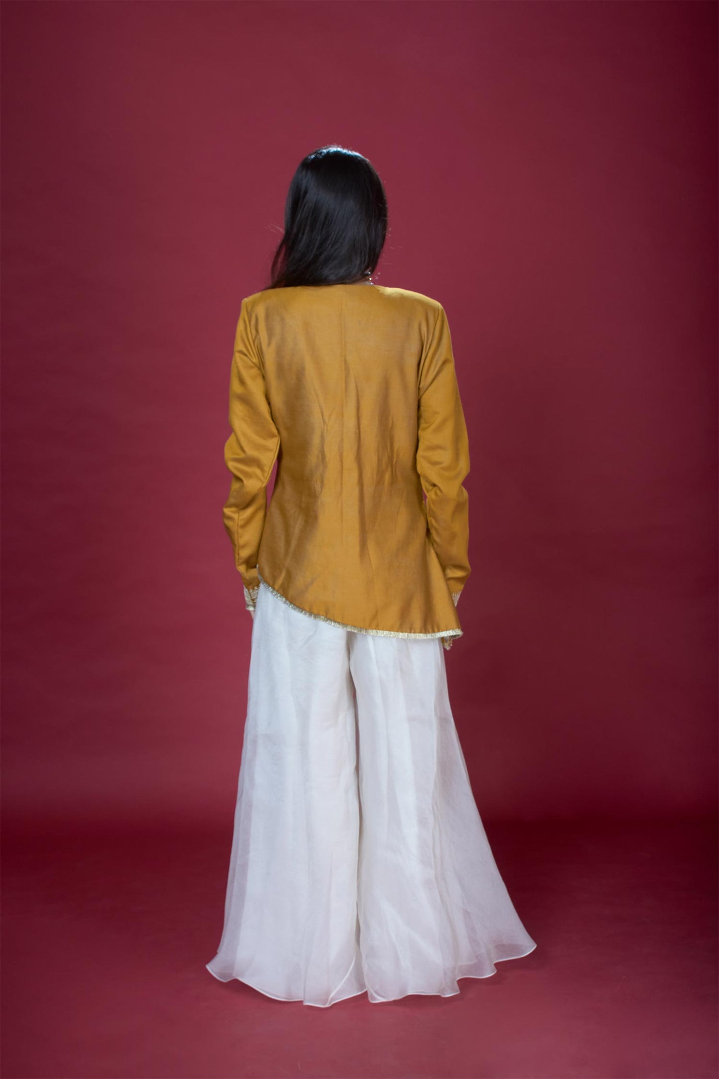 Amelie - Mustard Yellow Top & Organza Palazzos