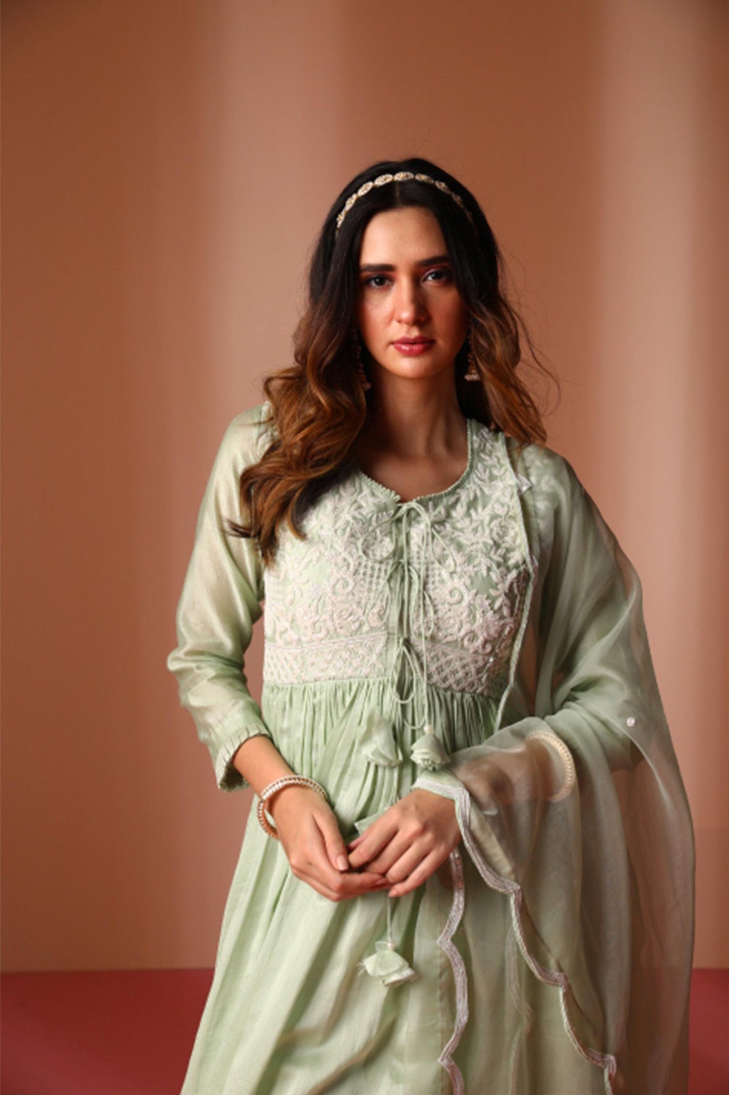 Anasa - Mint Green High-Low Anarkali