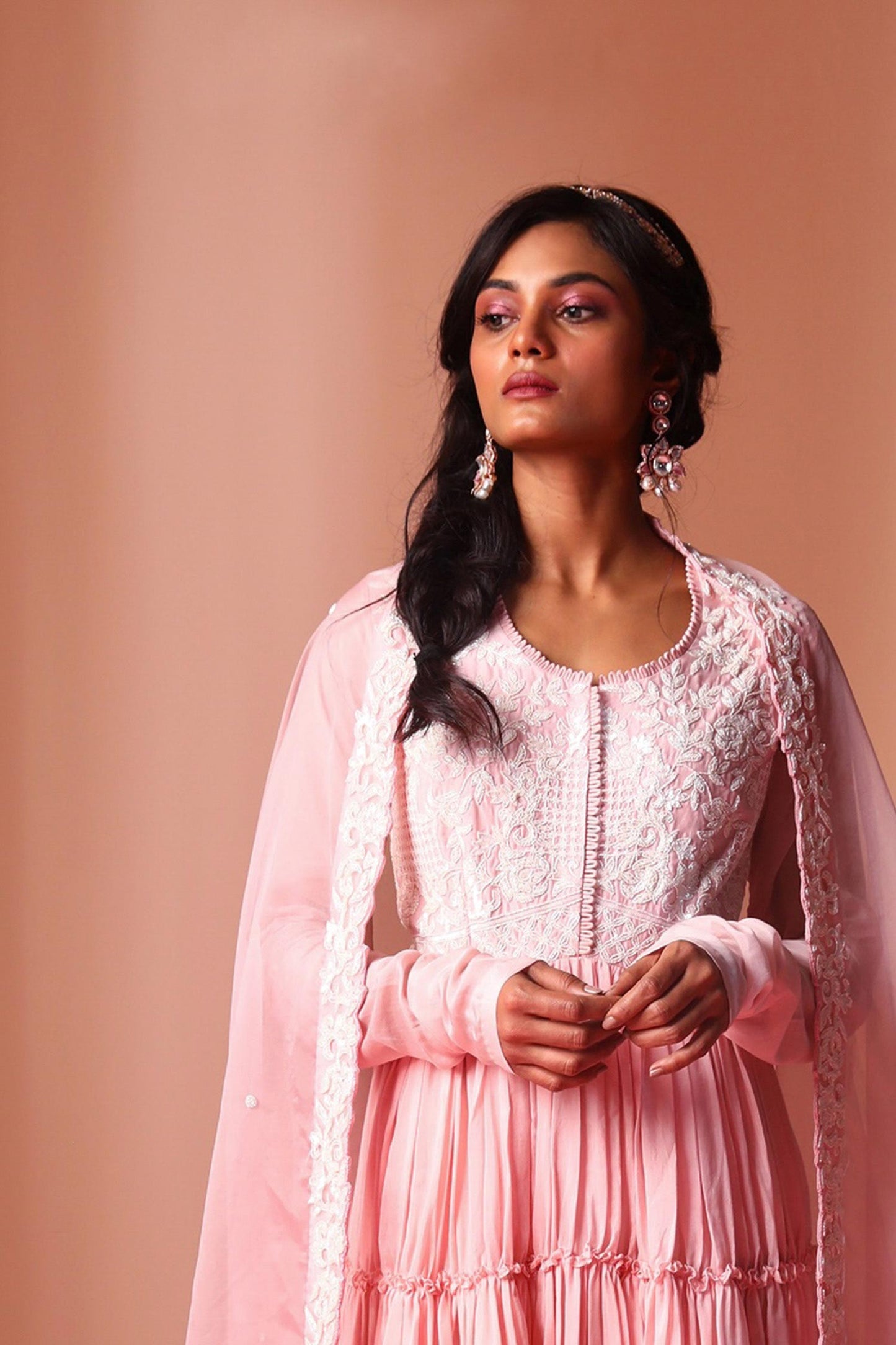 Hoor - Layered Blush Pink Anarkali
