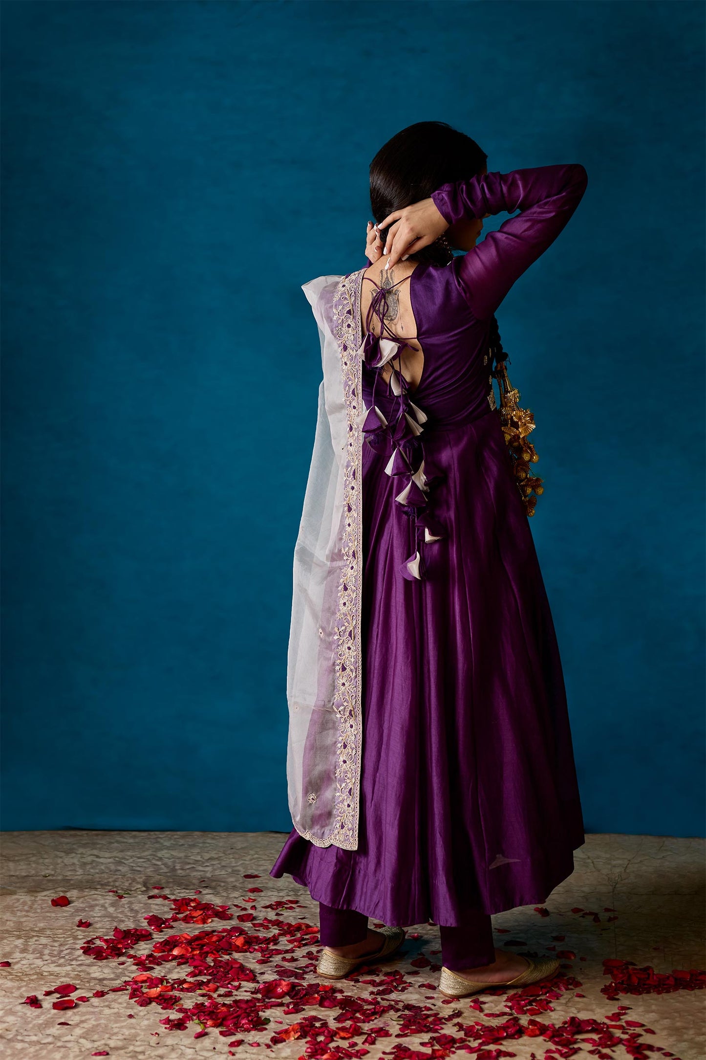 Amyra - Dark Purple Anarkali with Zardozi Work