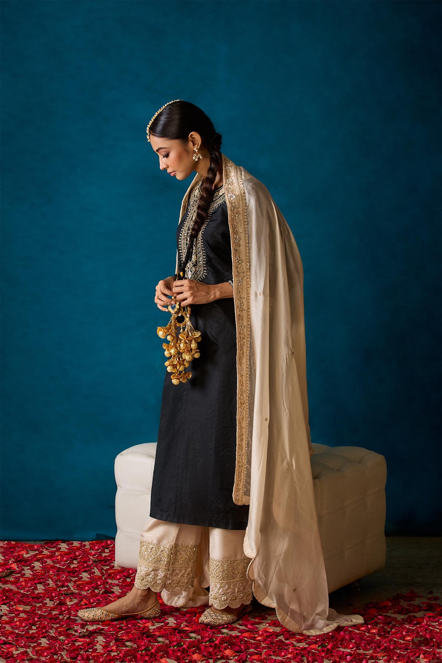 Kimaya - Black Silk Kurta & Palazzos