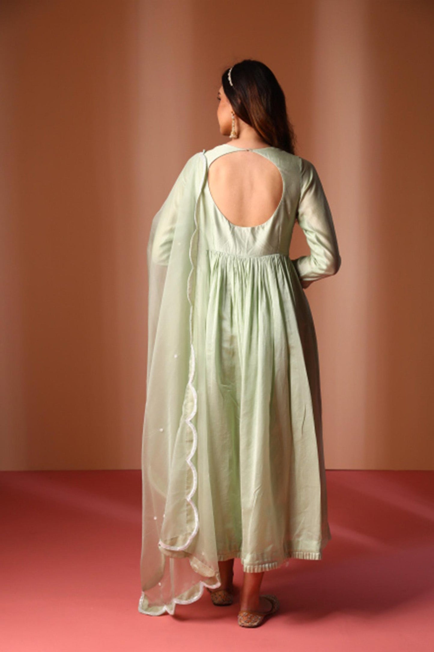 Anasa - Mint Green High-Low Anarkali
