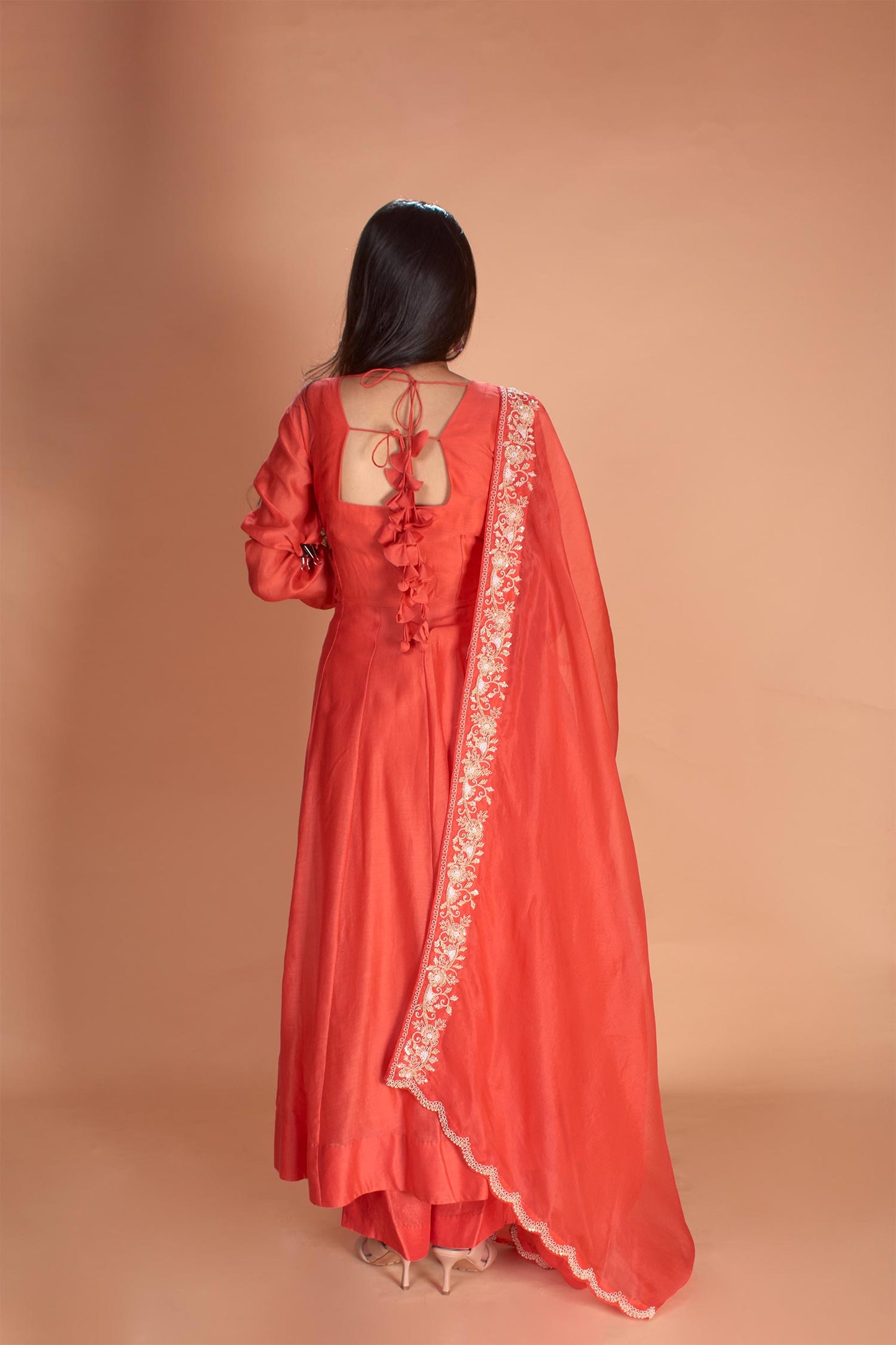 Amyra - Orange Anarkali with Zardozi Work