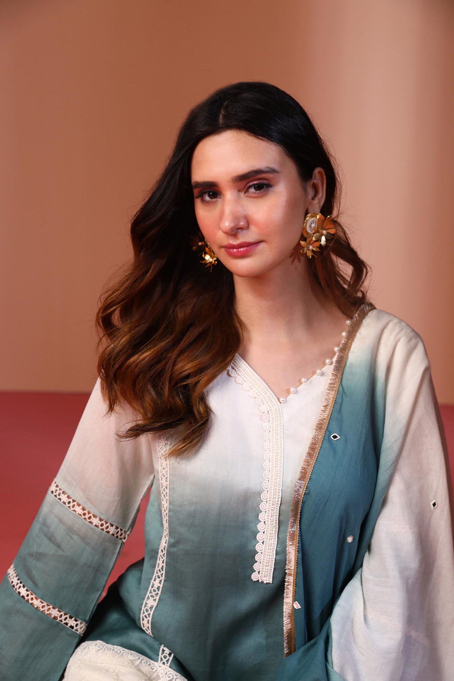 Anassa - Teal Ombre Kurta Set