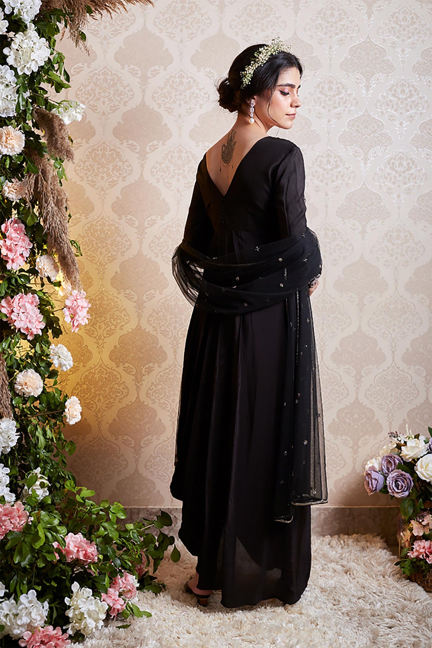 Elia - Black Draped Anarkali