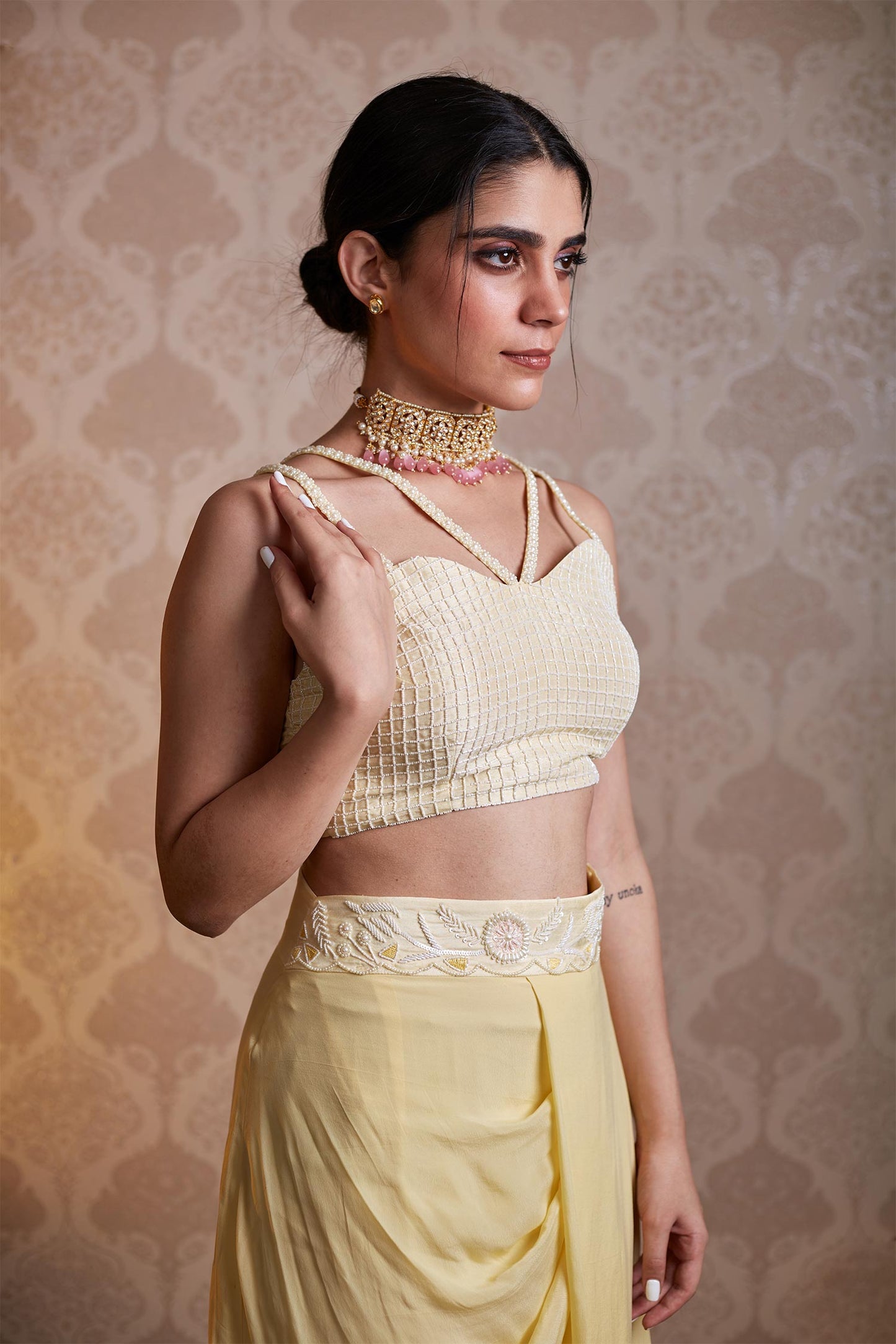 Leia - Lemon Yellow Blouse Jacket & Draped Skirt