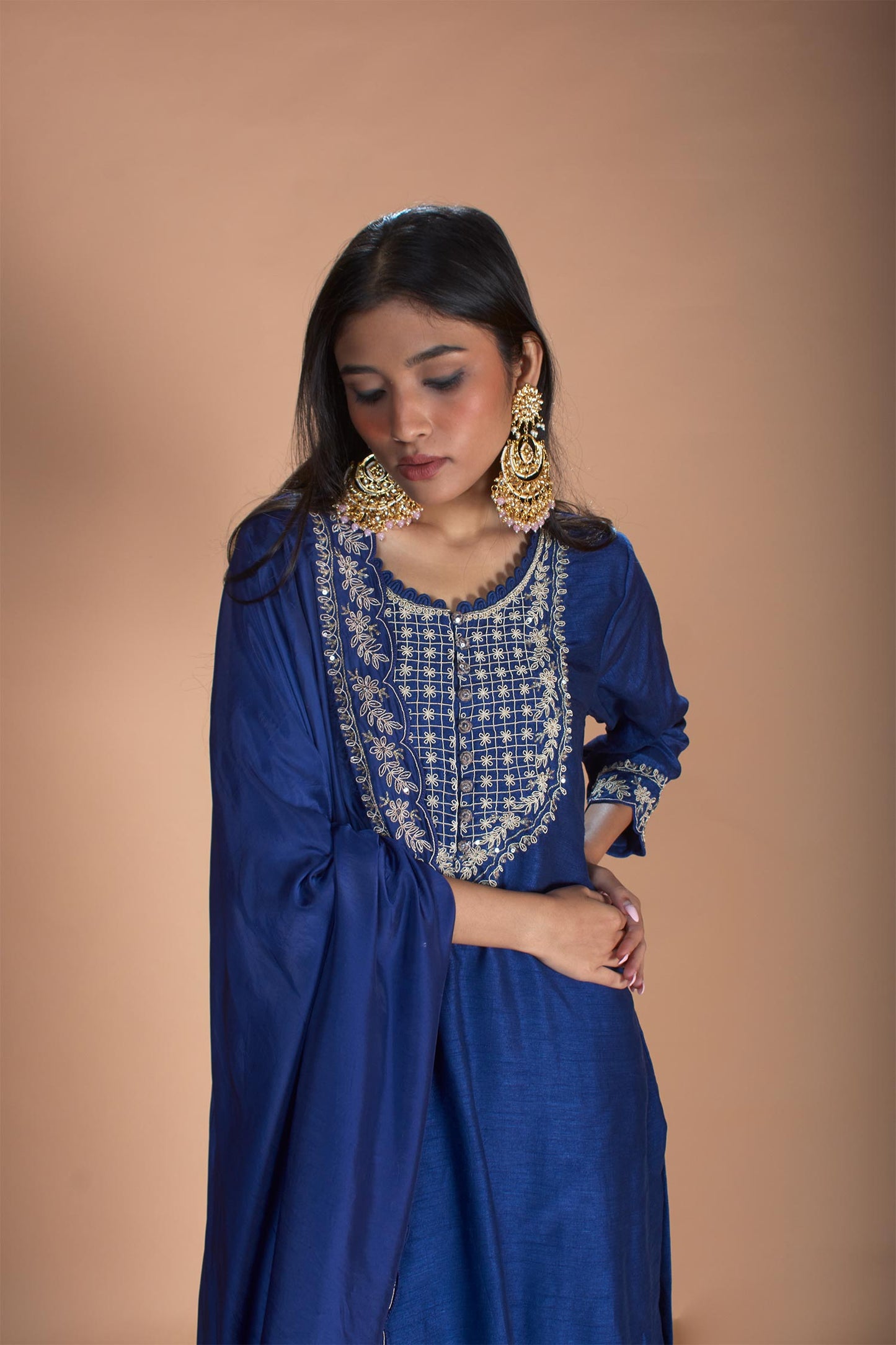 Keisha - Midnight Blue Straight Kurta & Palazzos