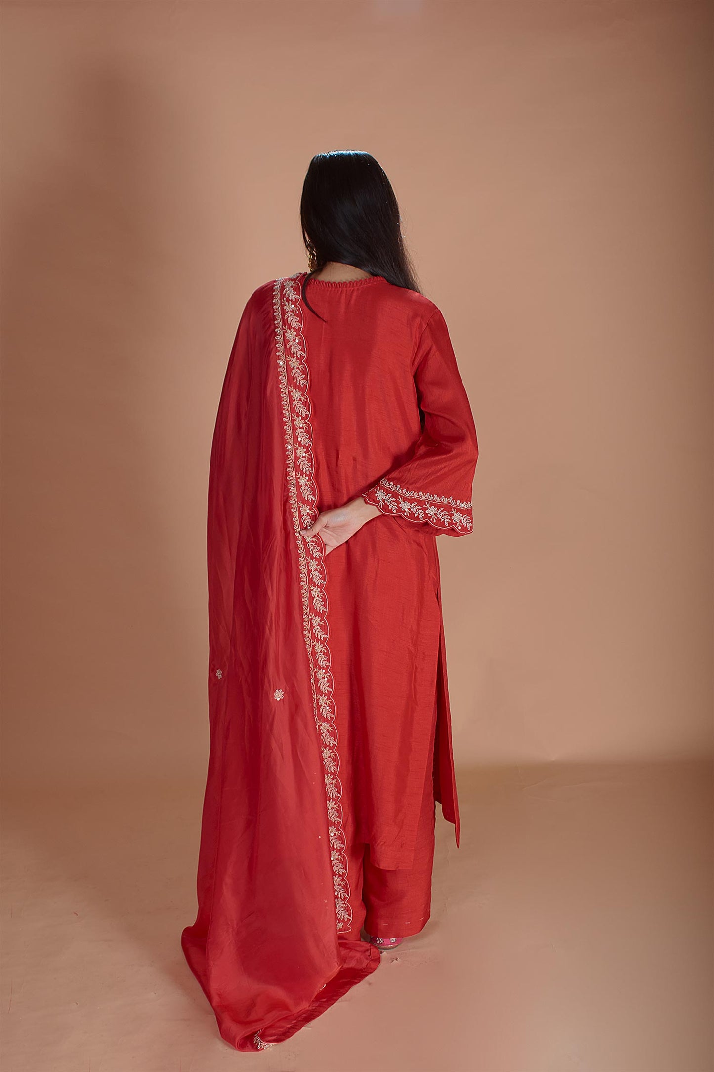 Keisha - Rust Orange Straight Kurta & Palazzos