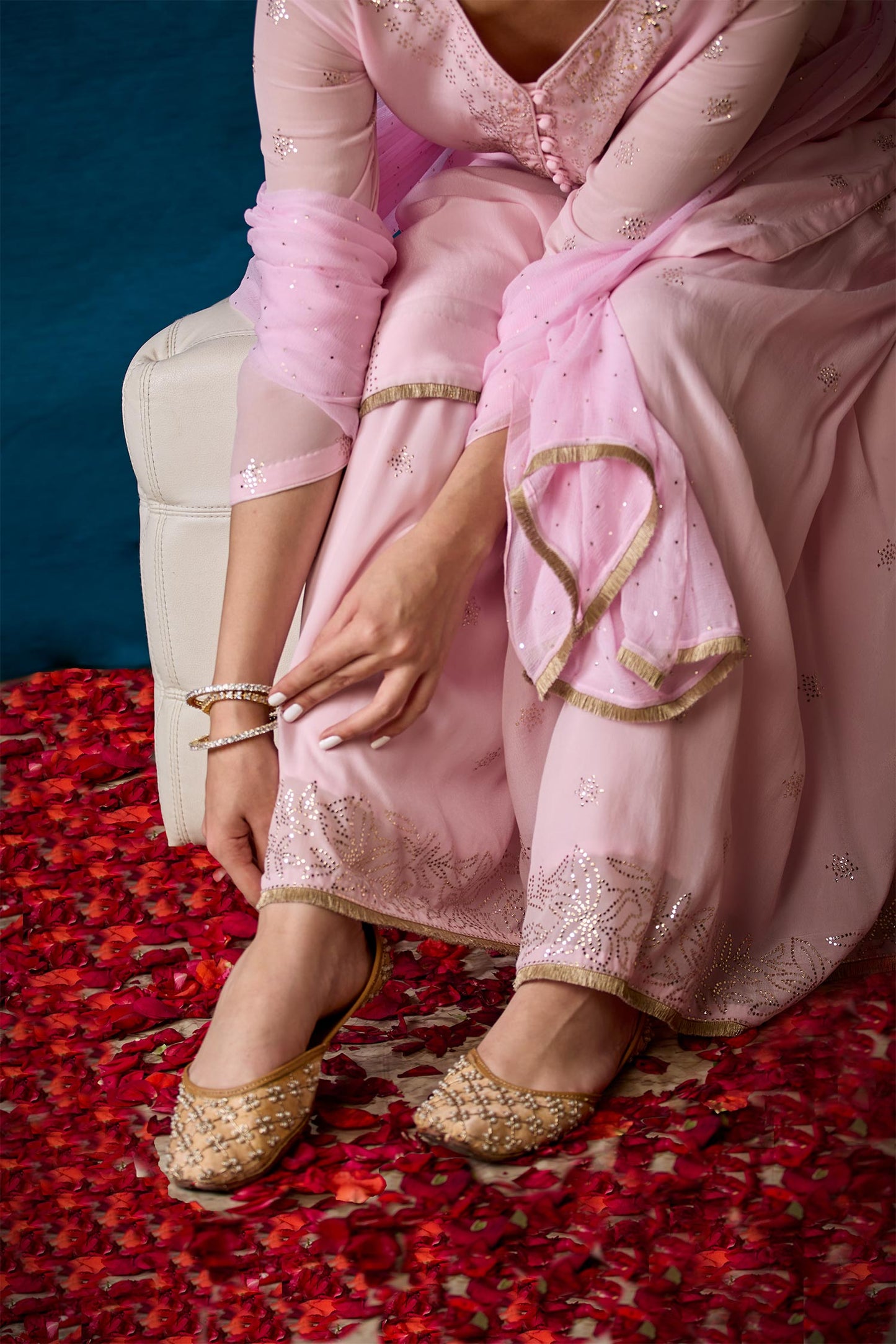 Anvi - Light Pink Mukaish Kurta Set