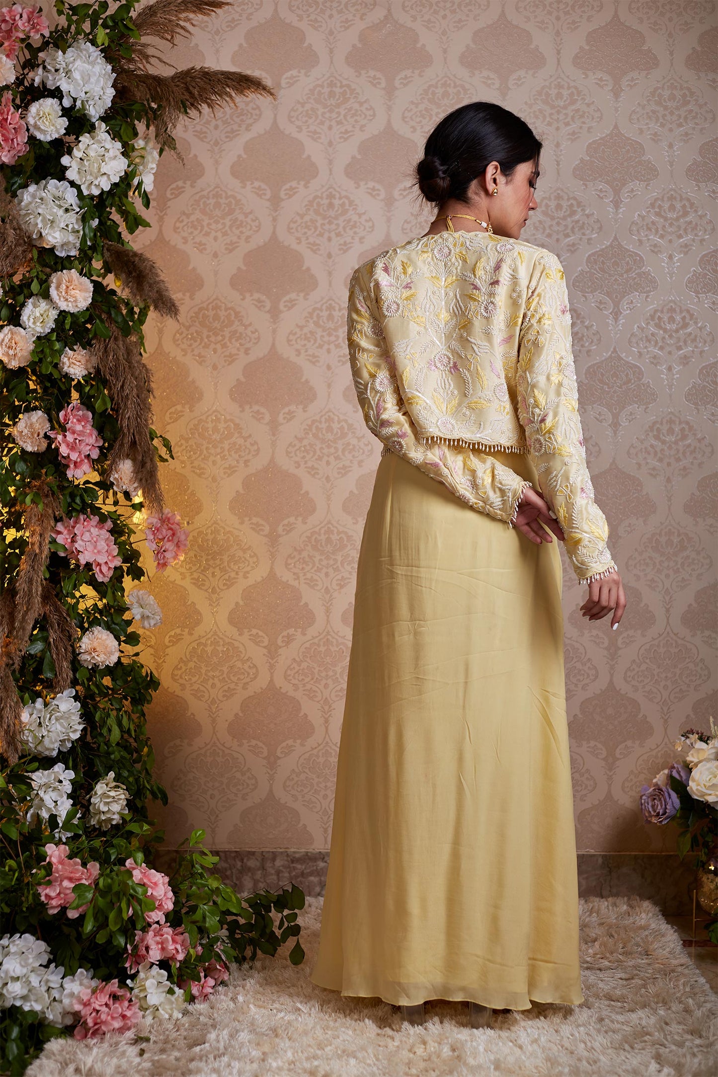 Leia - Lemon Yellow Blouse Jacket & Draped Skirt