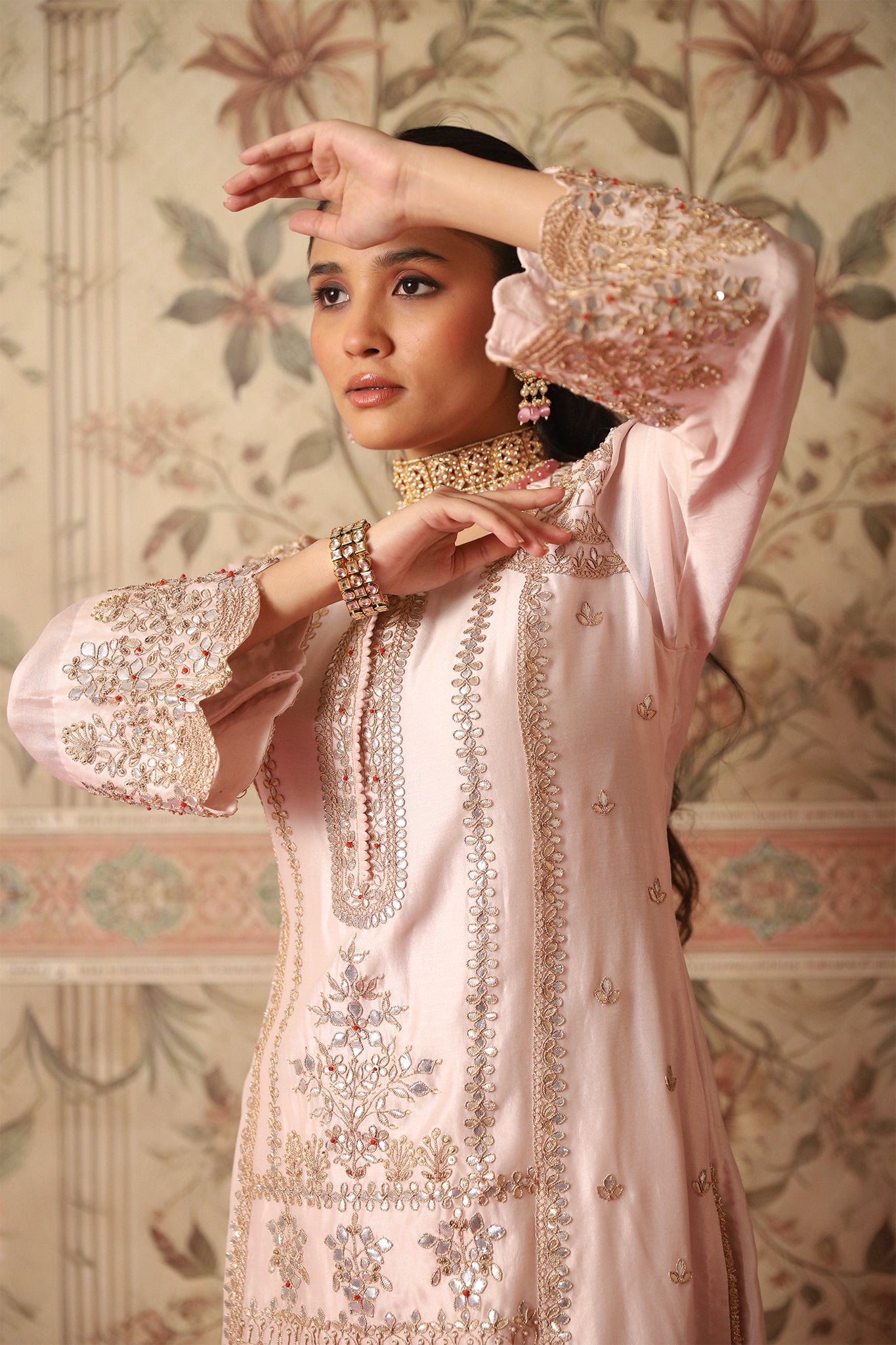 Gulnaza Light Pink Gota Patti Kurta
