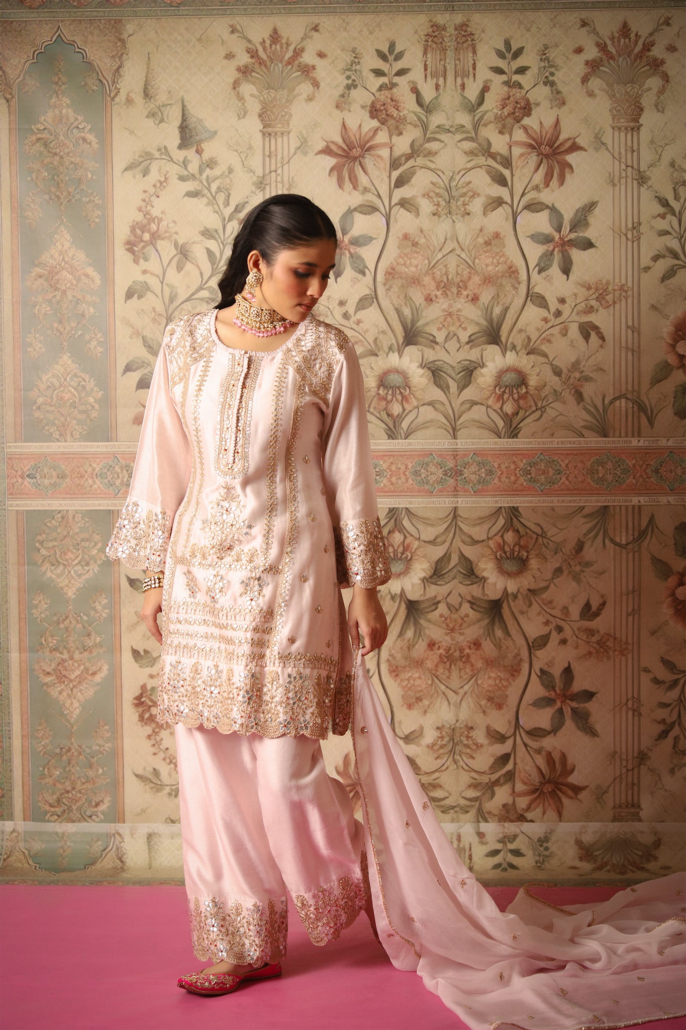 Gulnaza Light Pink Gota Patti Kurta