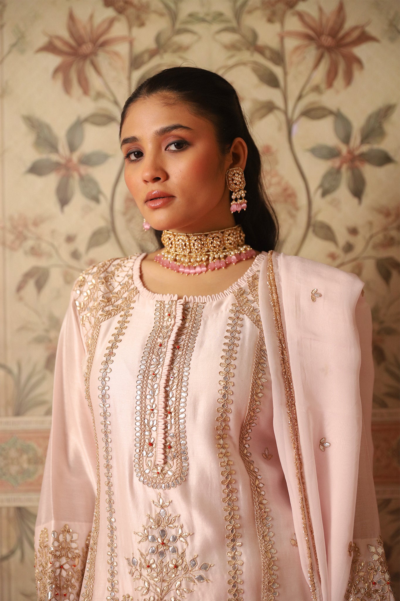 Gulnaza Light Pink Gota Patti Kurta