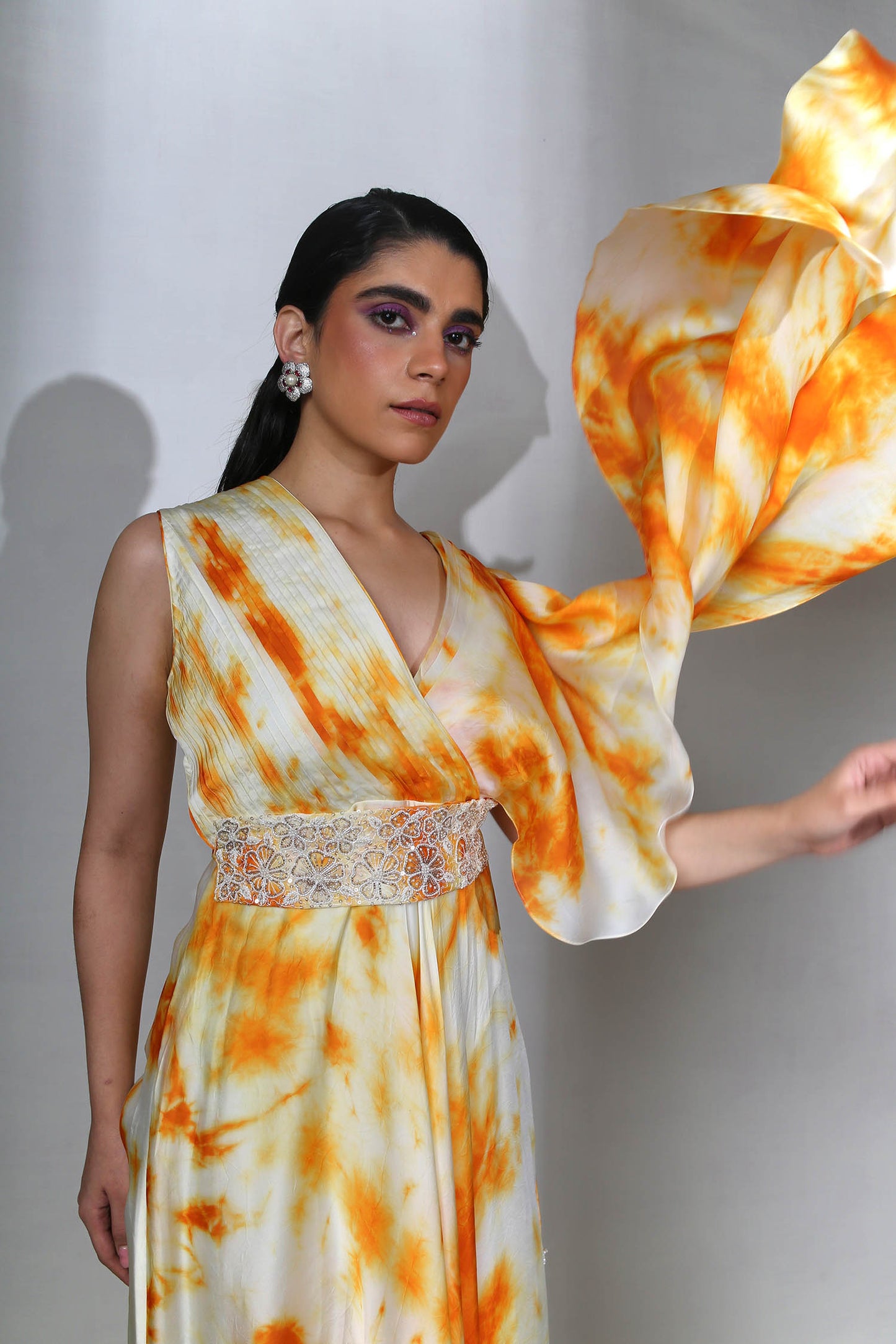 Anisa - Yellow & Orange Tie Dye Gown