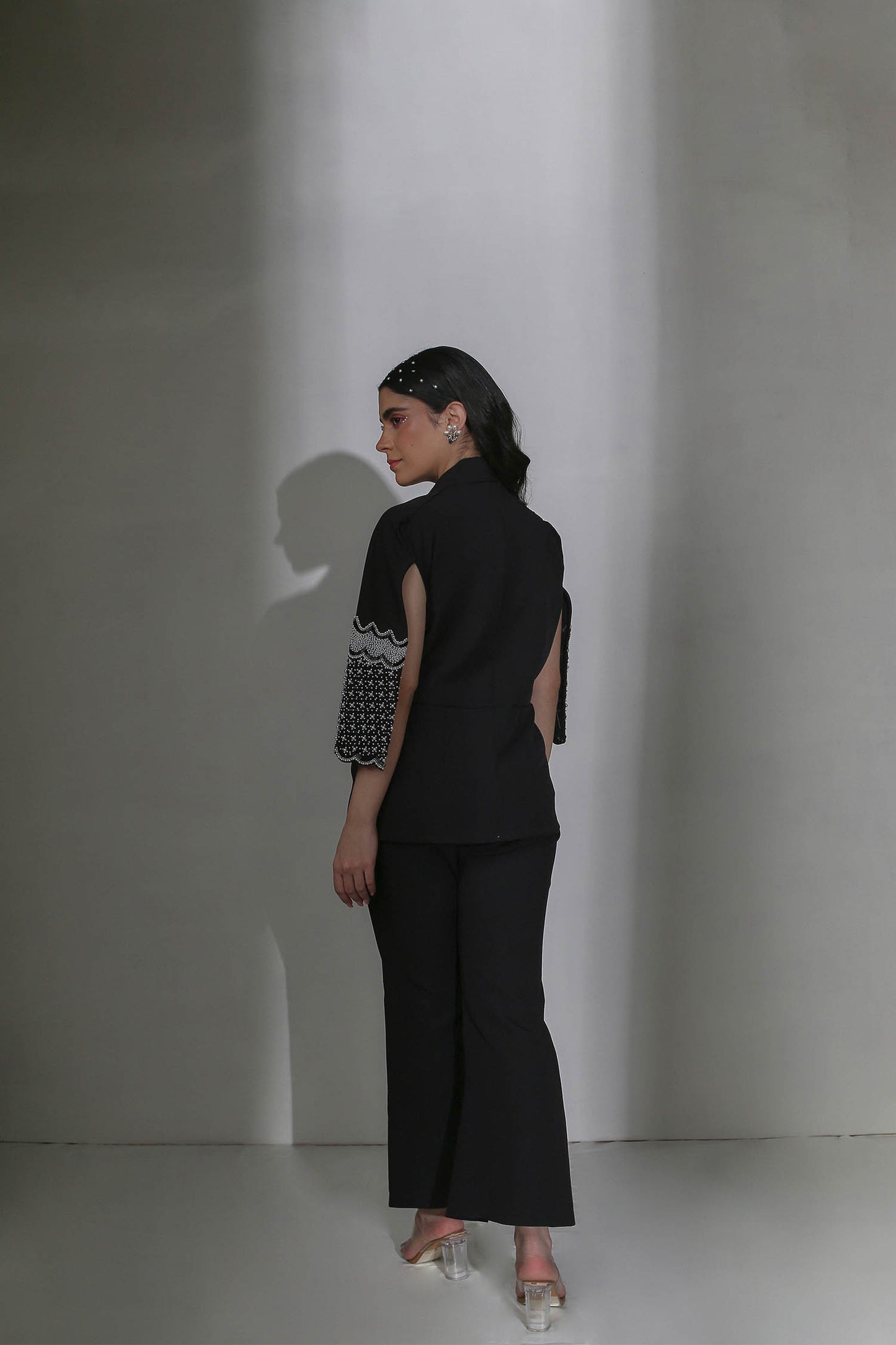 Alara - Black Pearl Hand-Embroidered Blazer & Pant Suit