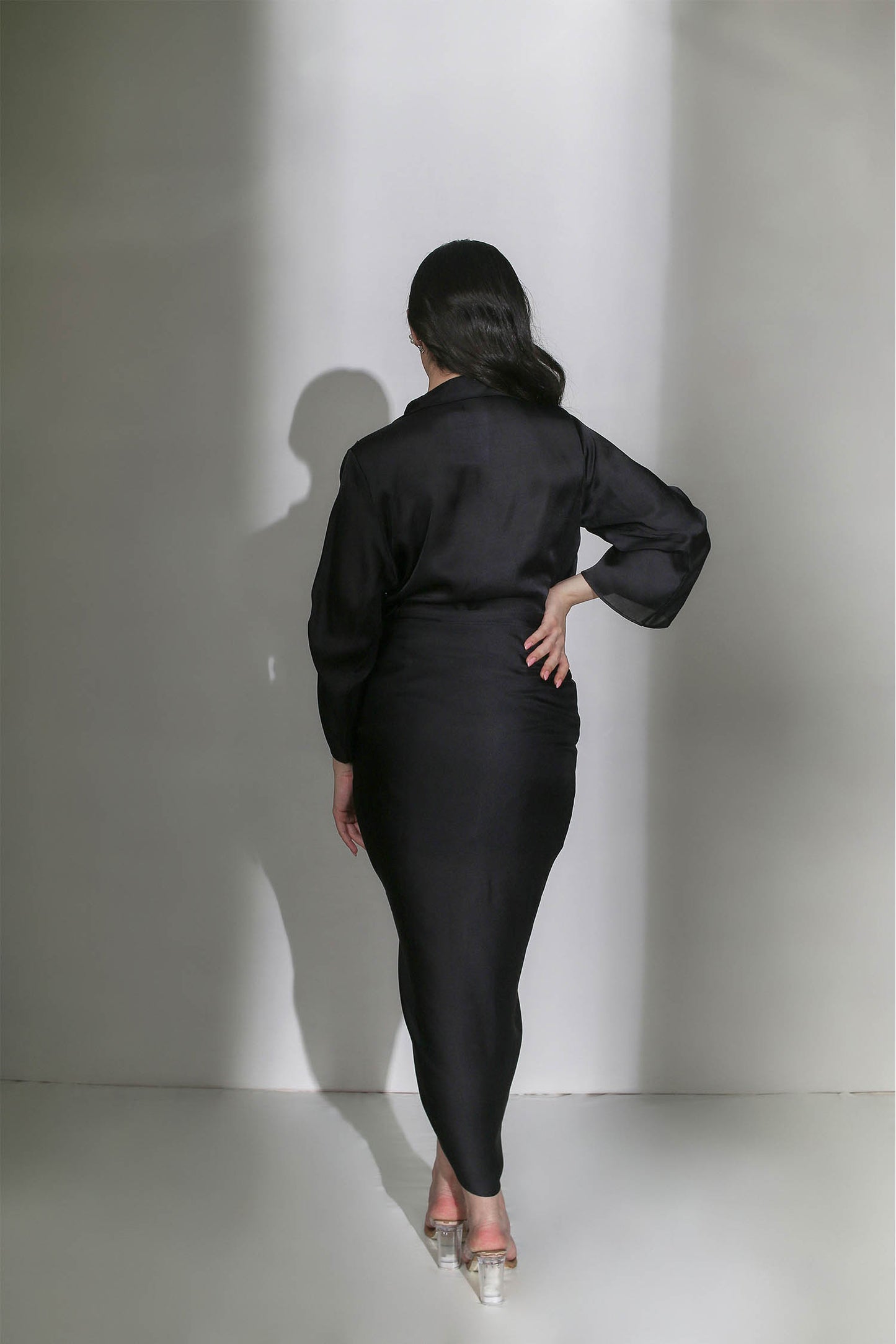 Elle - Black Wrap Dress With Front Tie