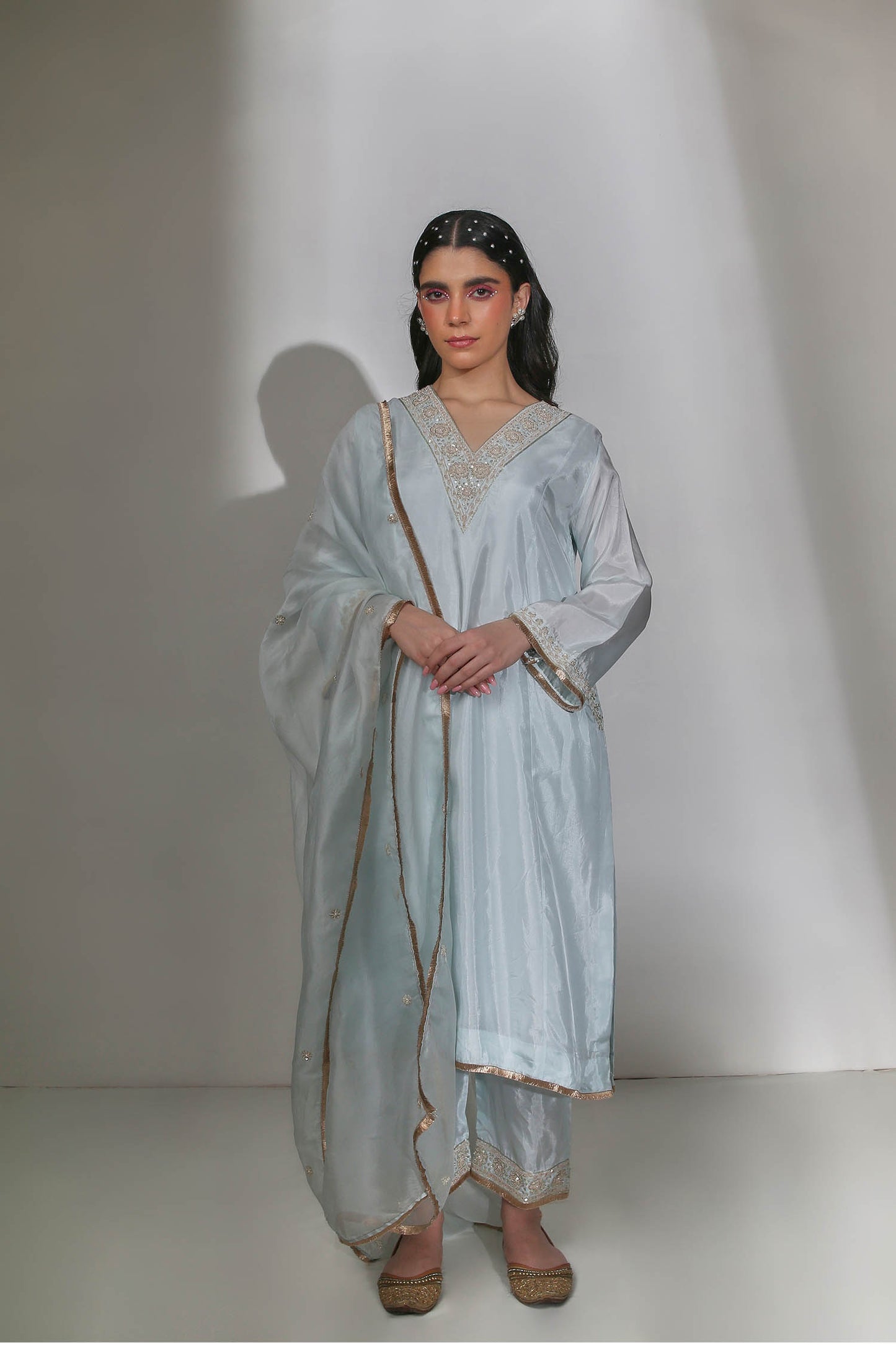 Zoya - Light Blue Kali Kurta & Palazzos