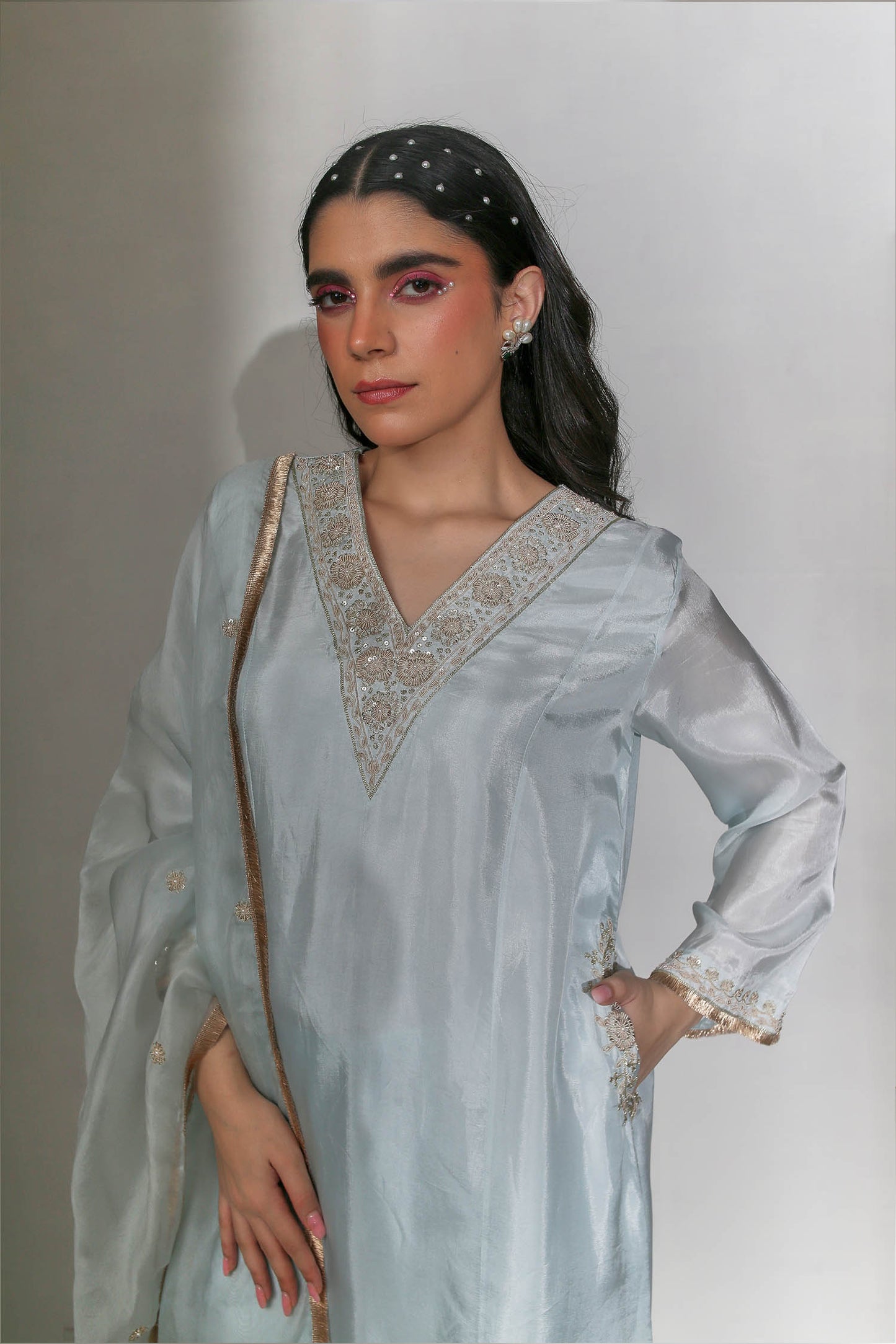 Zoya - Light Blue Kali Kurta & Palazzos