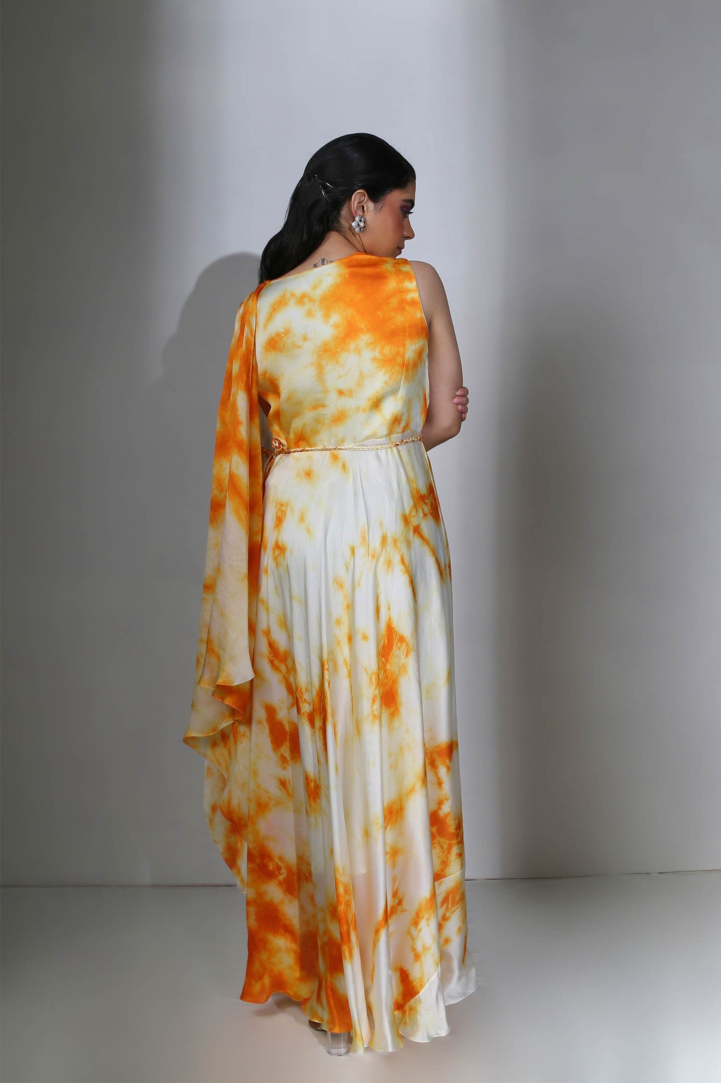 Anisa - Yellow & Orange Tie Dye Gown