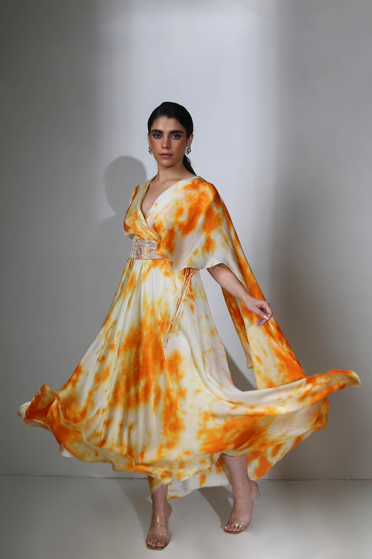 Anisa - Yellow & Orange Tie Dye Gown