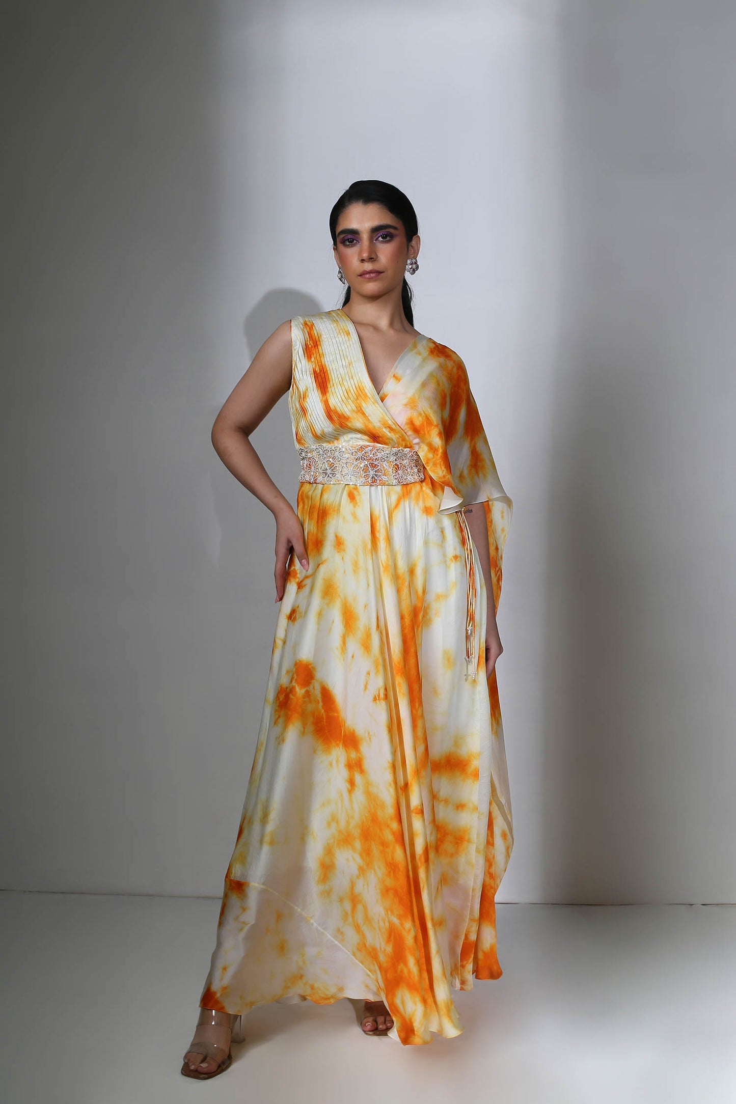 Anisa - Yellow & Orange Tie Dye Gown