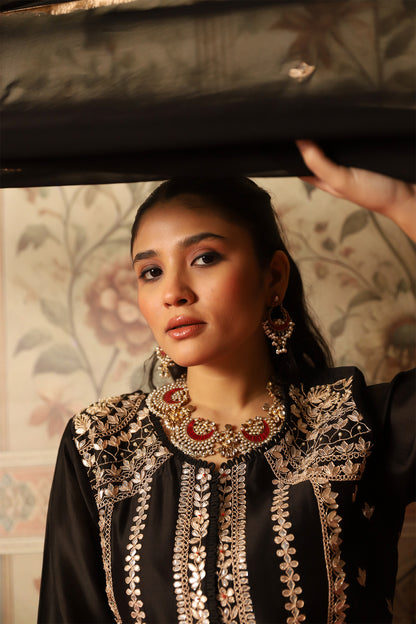Mehvish Black Gota Patti Kurta, Sharara Pants & Dupatta