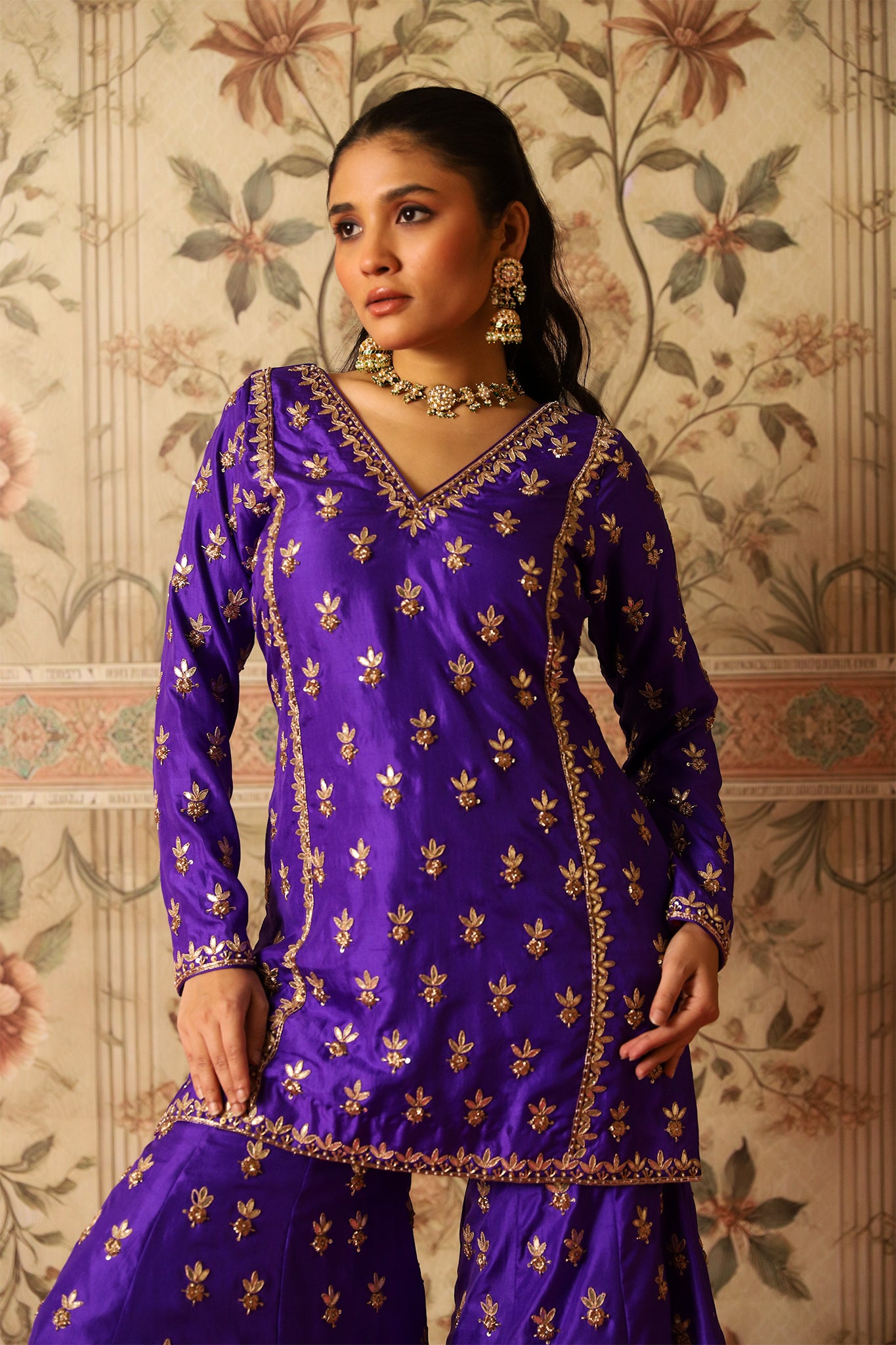 Bahaar Purple Gota Patti Kurta & Kalidaar Sharara Set