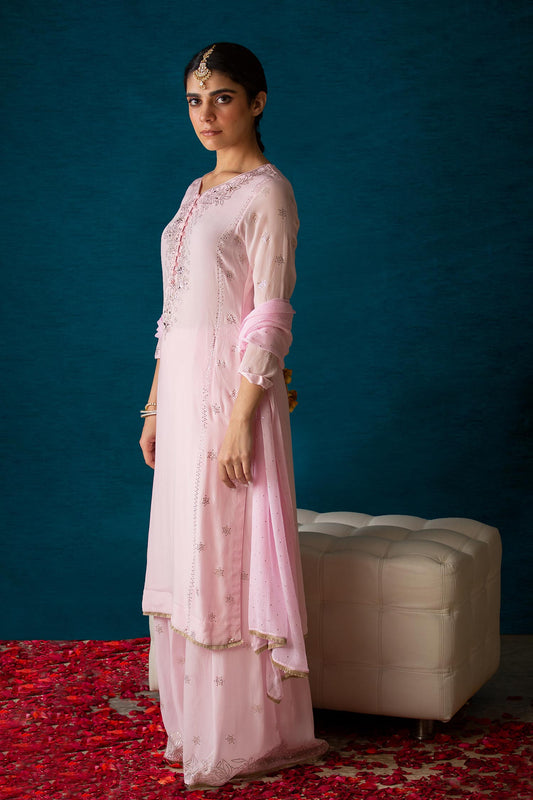 Anvi - Light Pink Mukaish Kurta Set