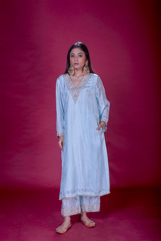 Zoya - Light Blue Kali Kurta & Palazzos