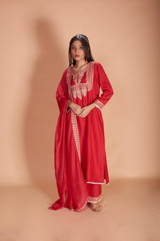 Asra - Red Embroidered Kurta