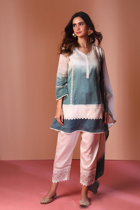 Anassa - Teal Ombre Kurta Set