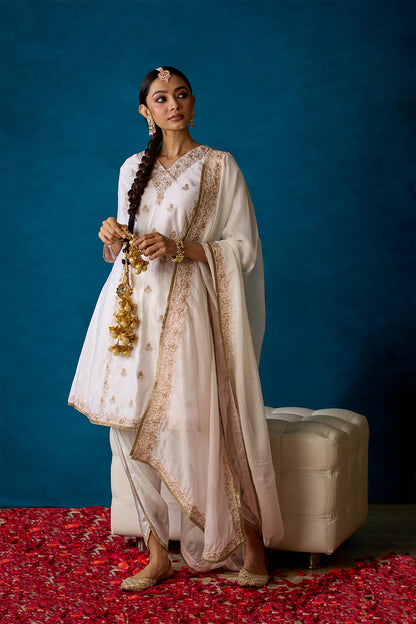 Amaya - White Kali Kurta with Dhoti Pants