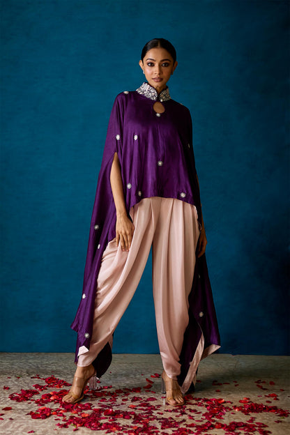 Aisha - Purple Cape & Light Pink Dhoti