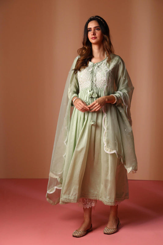 Anasa - Mint Green High-Low Anarkali