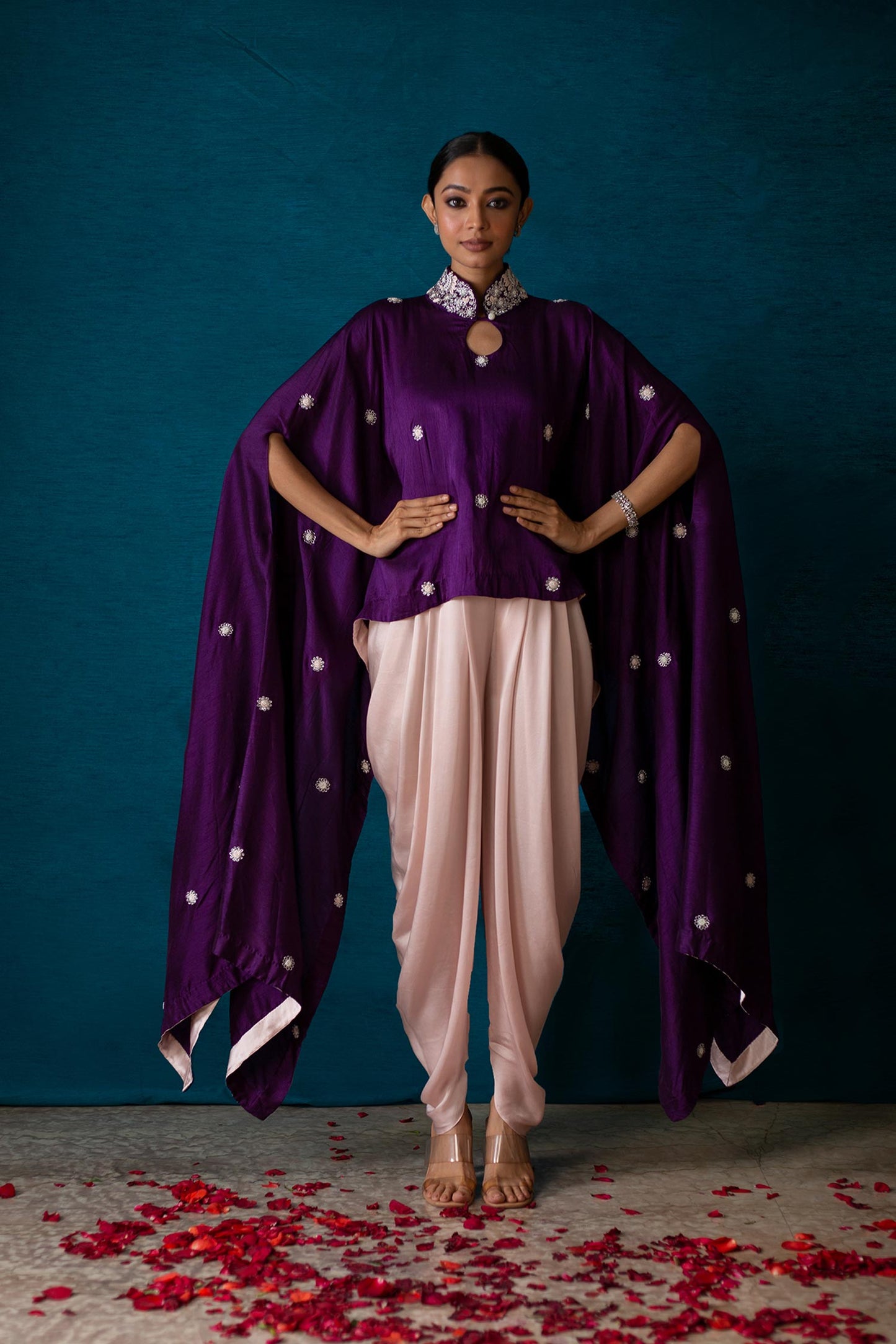 Aisha - Purple Cape & Light Pink Dhoti