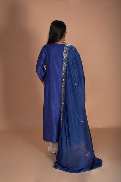 Kimaya - Midnight Blue Silk Kurta & Palazzos