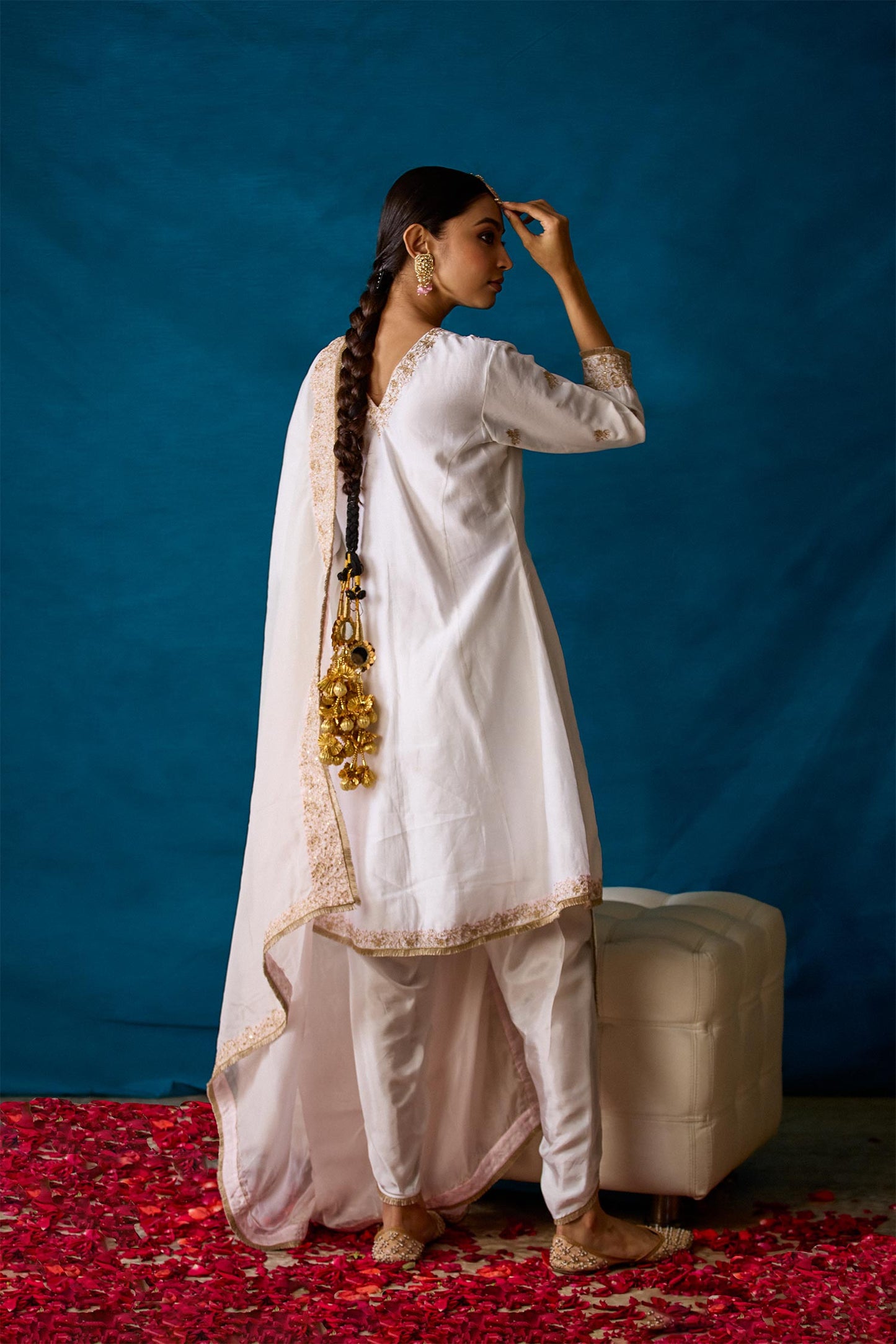 Amaya - White Kali Kurta with Dhoti Pants